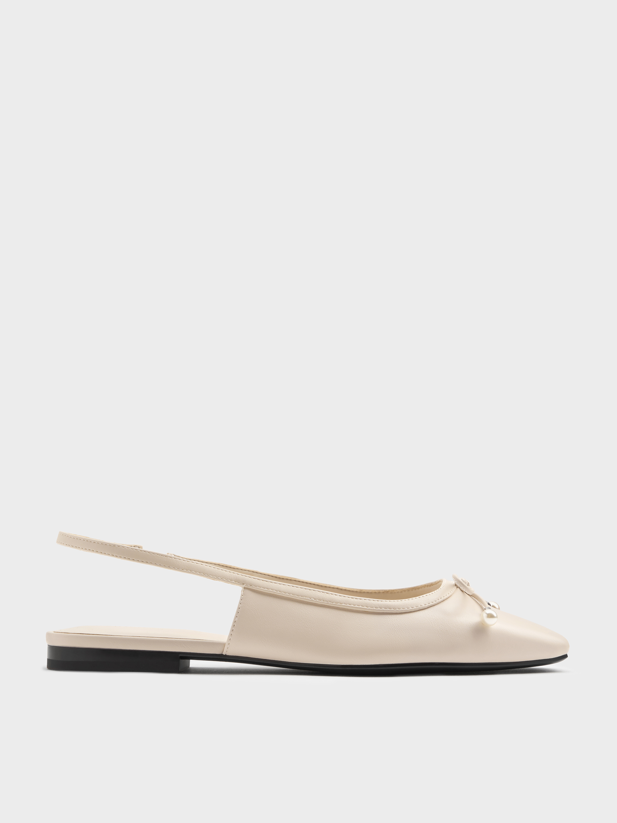 CHARLES & KEITH - Barbara Pearl-Bow Slingback Flats by Charles & Keith US