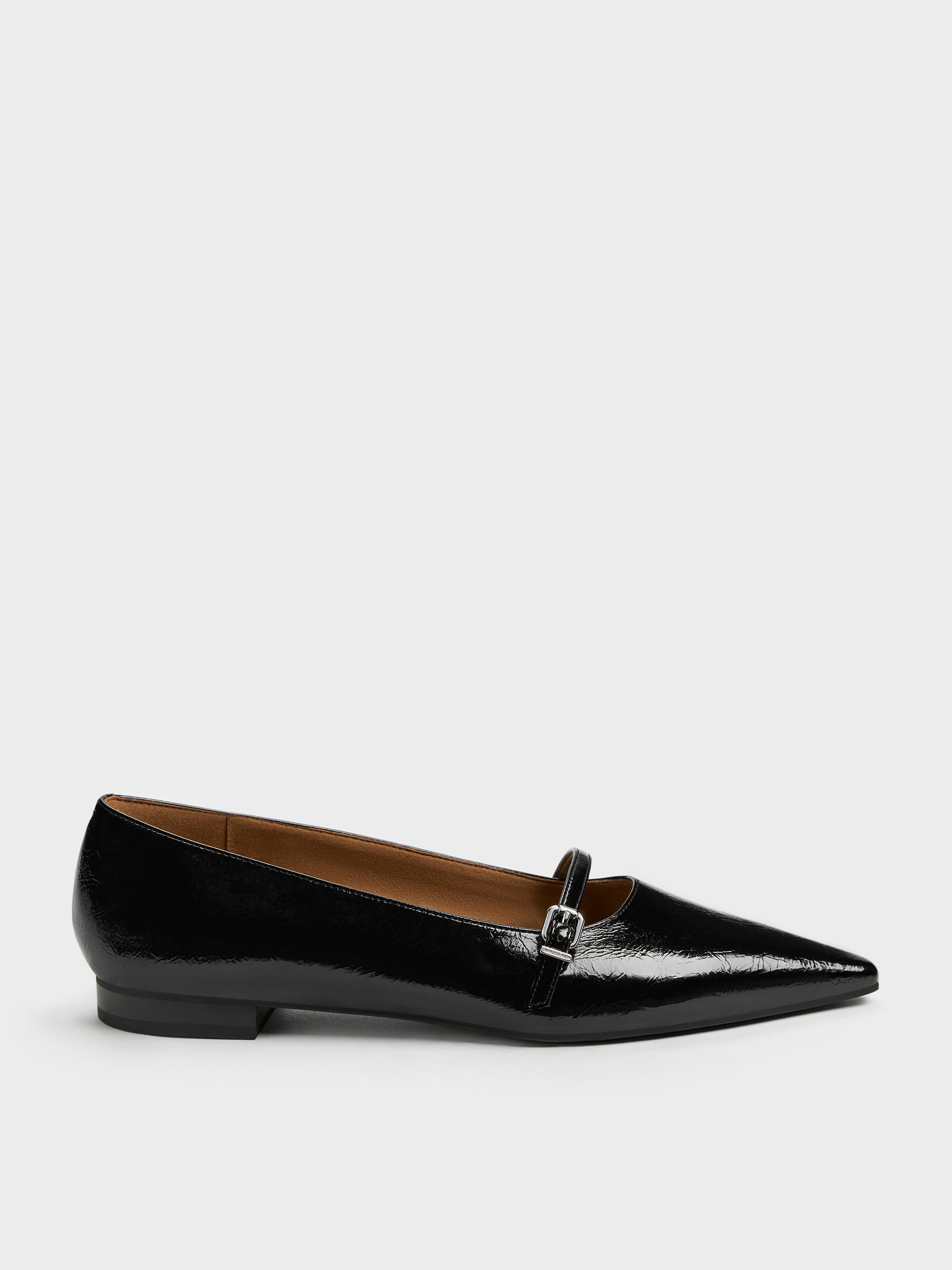 CHARLES & KEITH - Crinkle-Effect Pointed Ballet Flats by Charles & Keith US