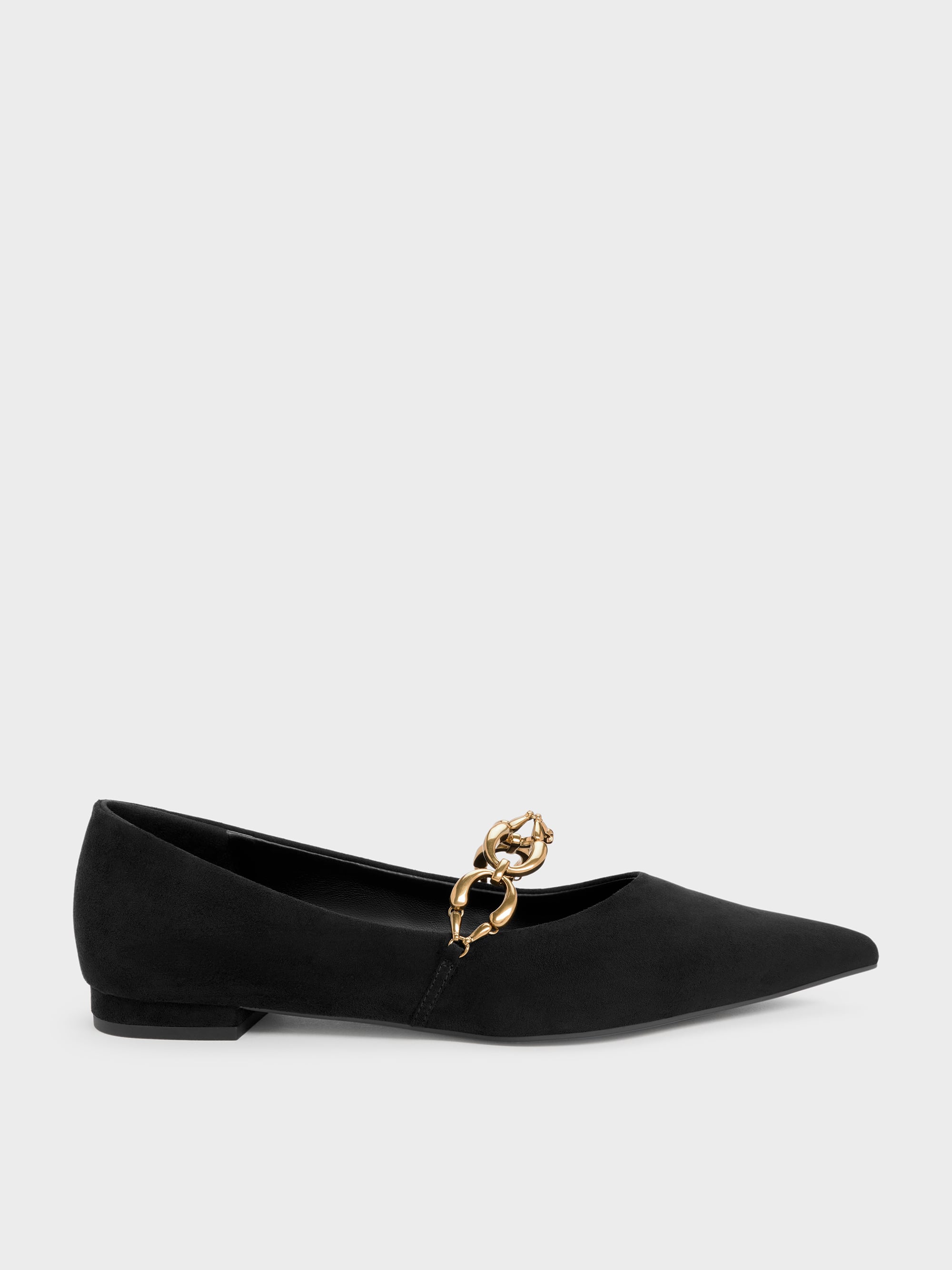CHARLES & KEITH - Faux Suede Metallic-Accent Ballet Flats by Charles & Keith US