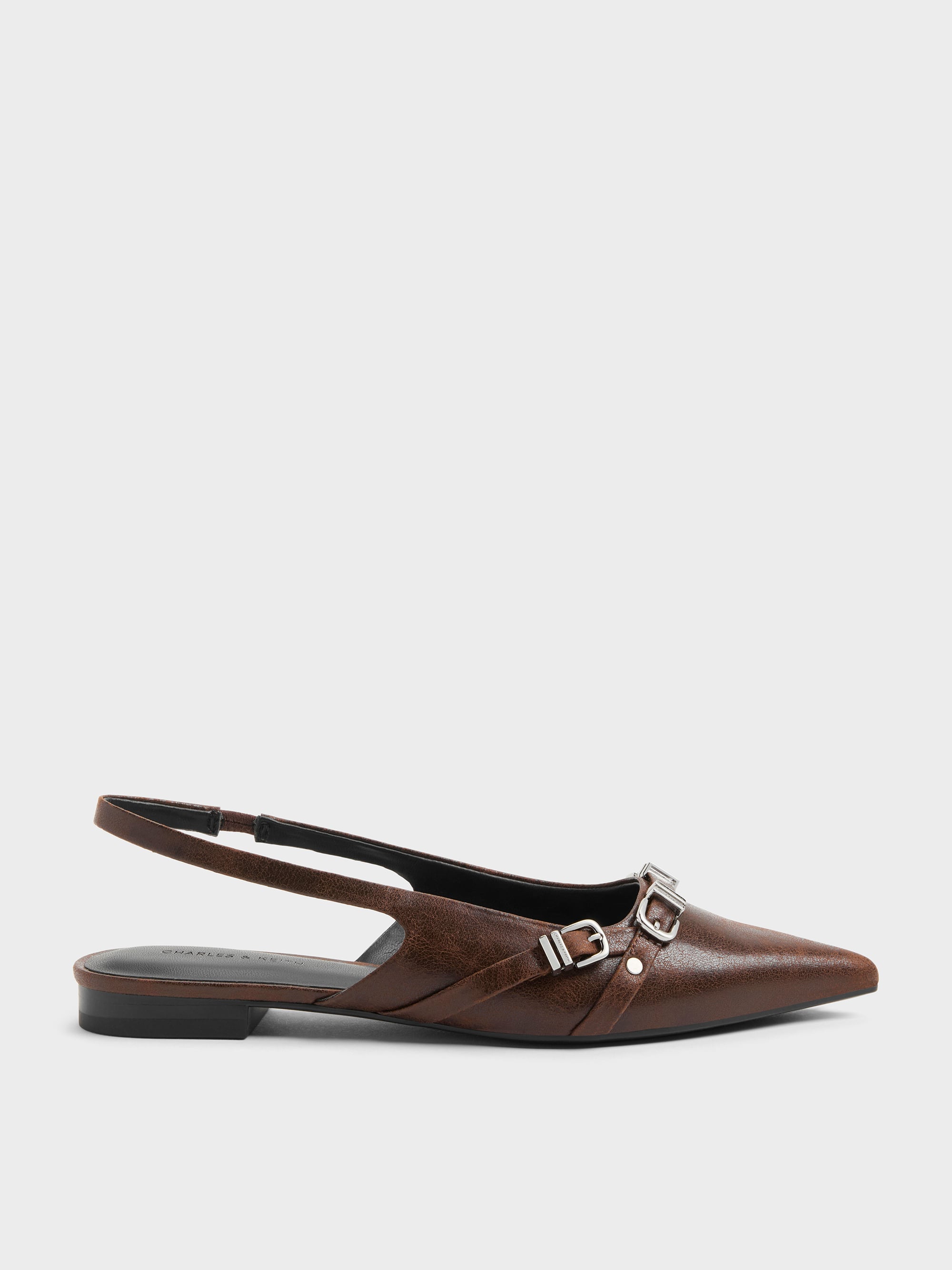 CHARLES & KEITH - Aira Buckled-Strap Slingback Flats by Charles & Keith US