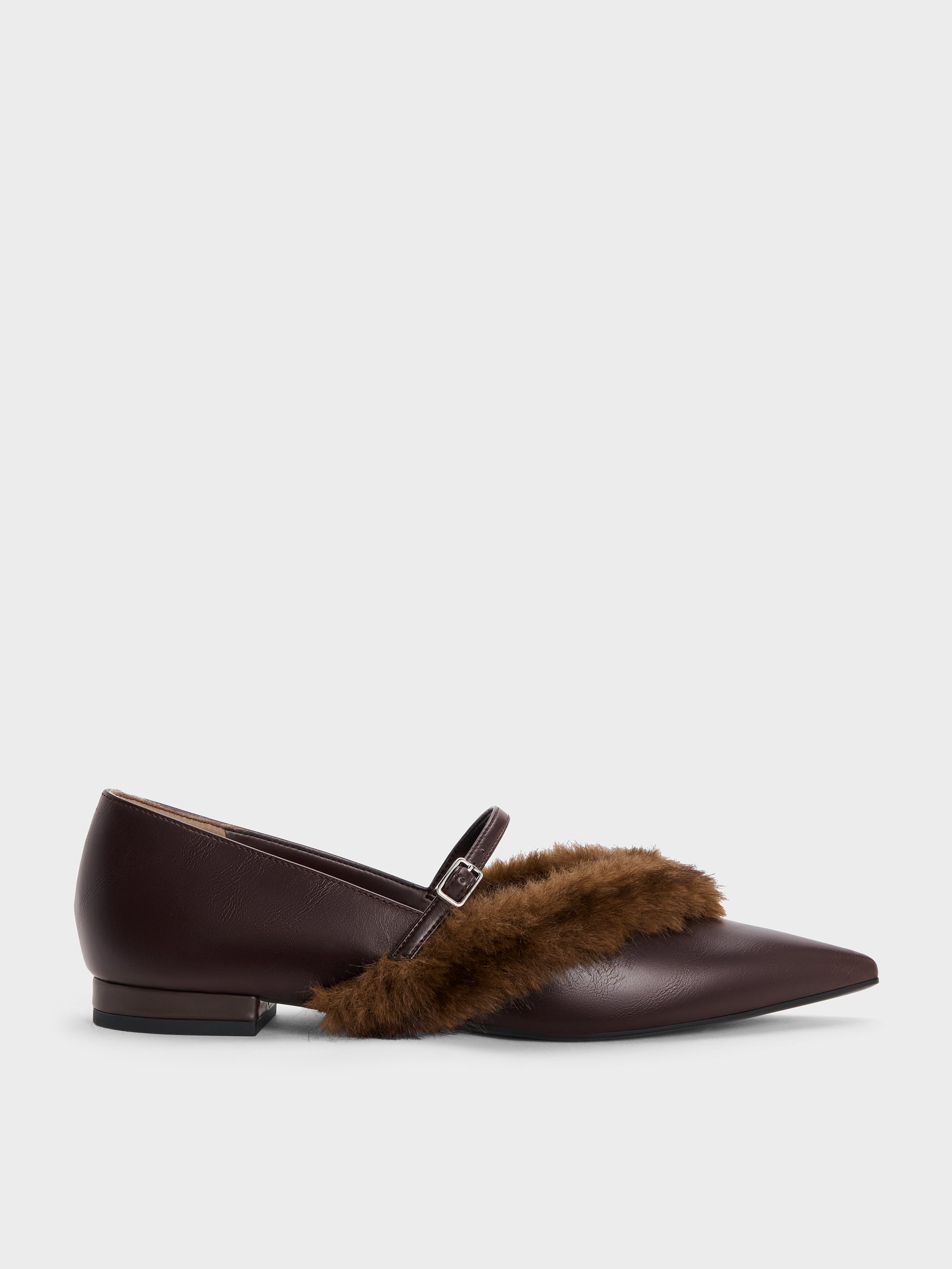 CHARLES & KEITH - Emila Fur-Trim Pointed Mary Janes by Charles & Keith US