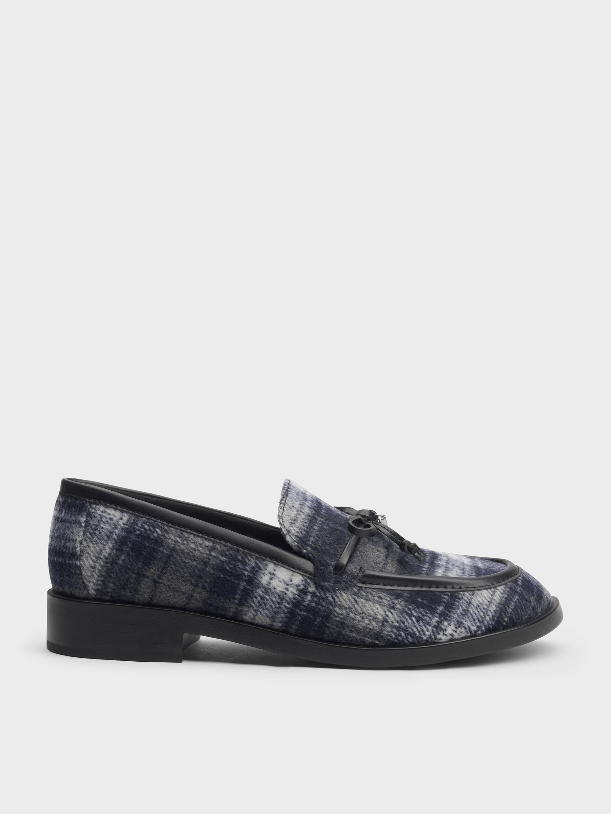 CHARLES & KEITH - Checkered Circle-Charm Bow Loafers by Charles & Keith US