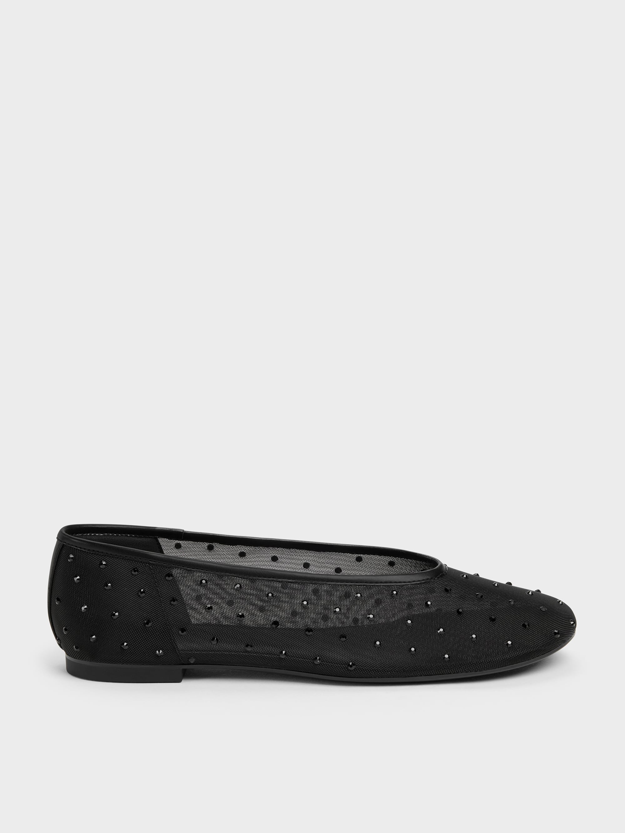 CHARLES & KEITH - Mesh Crystal Ballet Flats by Charles & Keith US