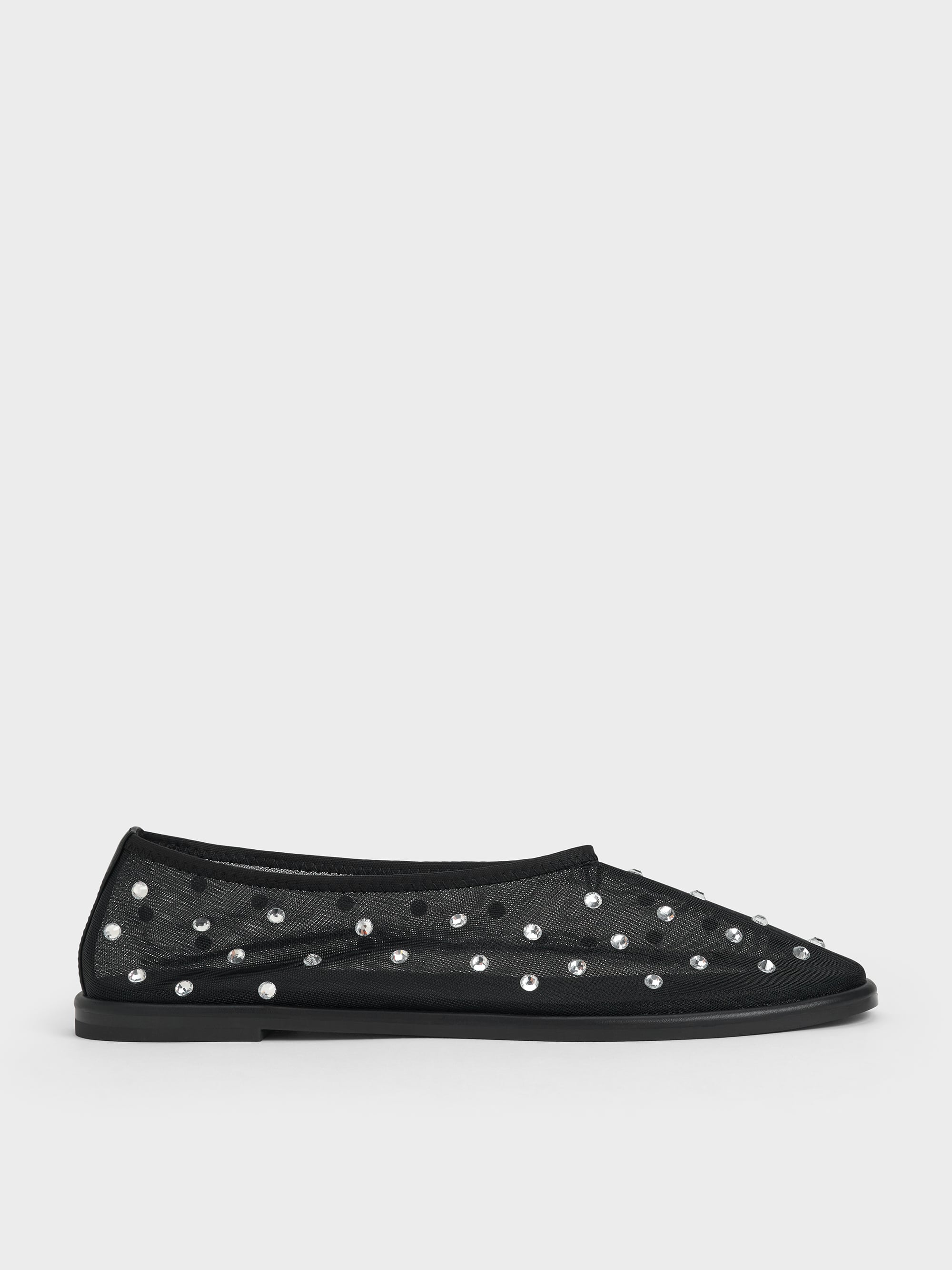 CHARLES & KEITH - Mesh Gem-Embellished Ballet Flats by Charles & Keith US