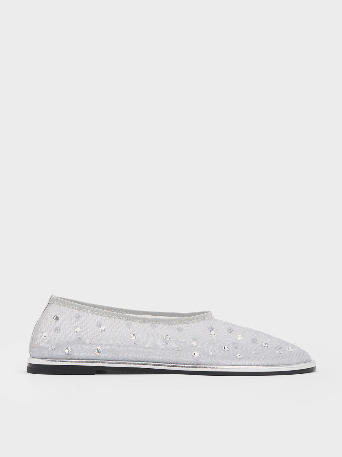 CHARLES & KEITH - Mesh Gem-Embellished Ballet Flats by Charles & Keith US