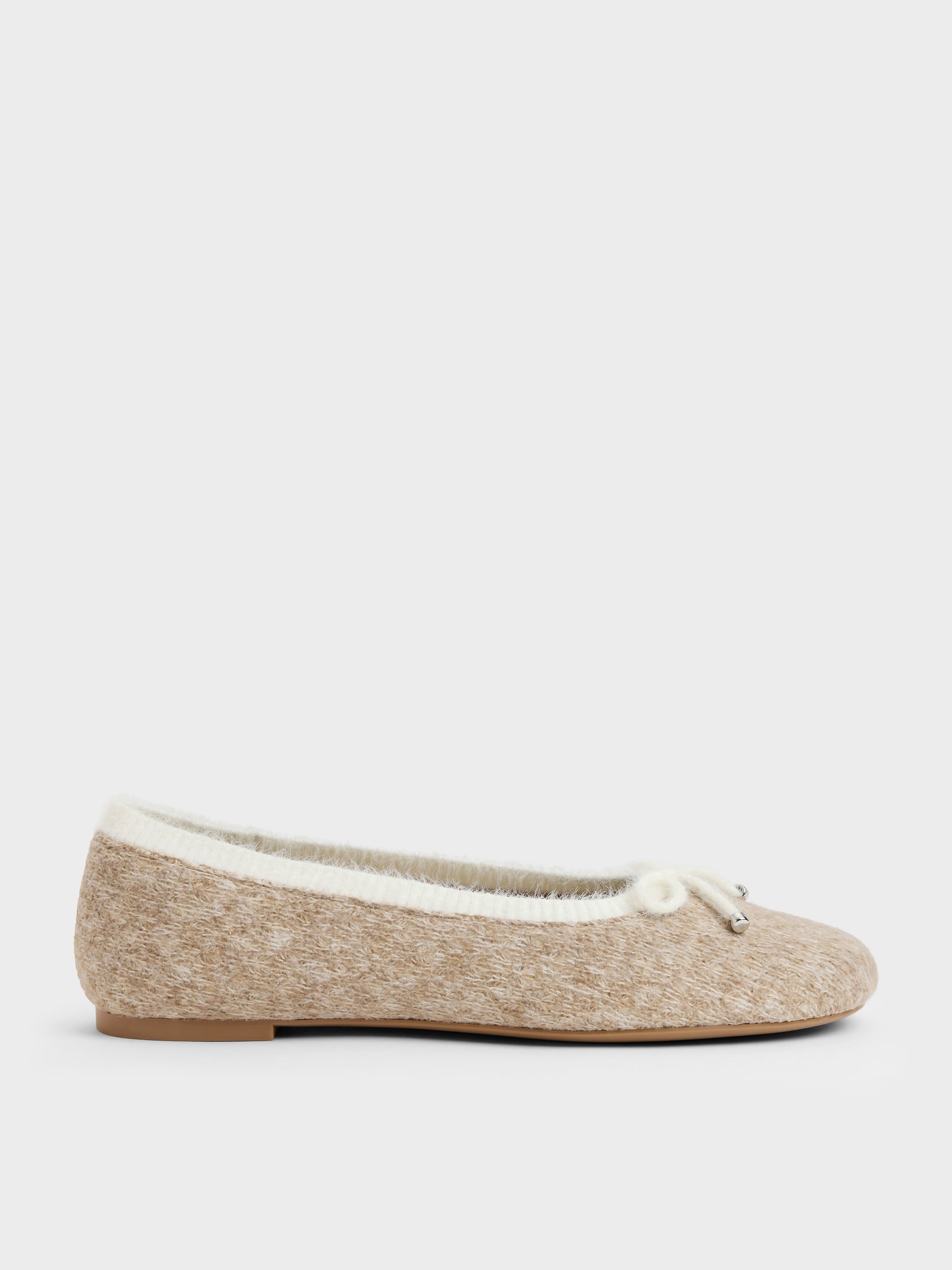CHARLES & KEITH - Two-Tone Knitted Bow Ballet Flats by Charles & Keith US