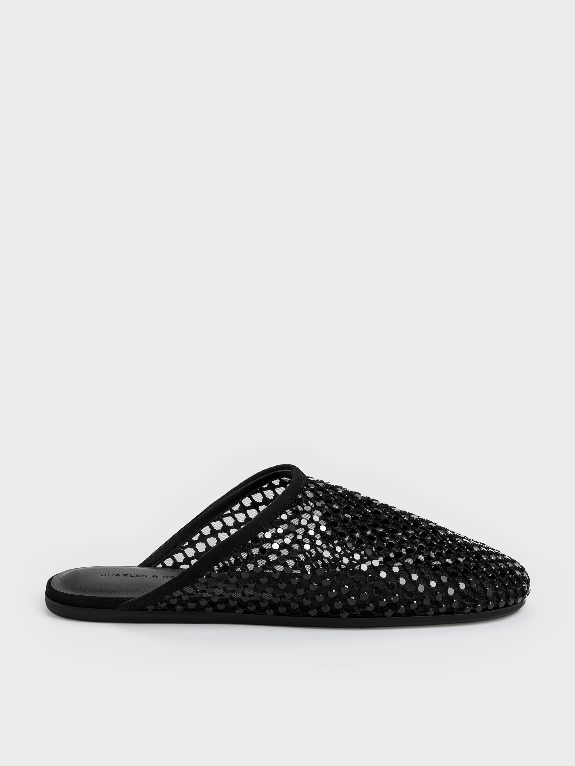 CHARLES & KEITH - Maggie Mesh Crystal Flat Mules by Charles & Keith US
