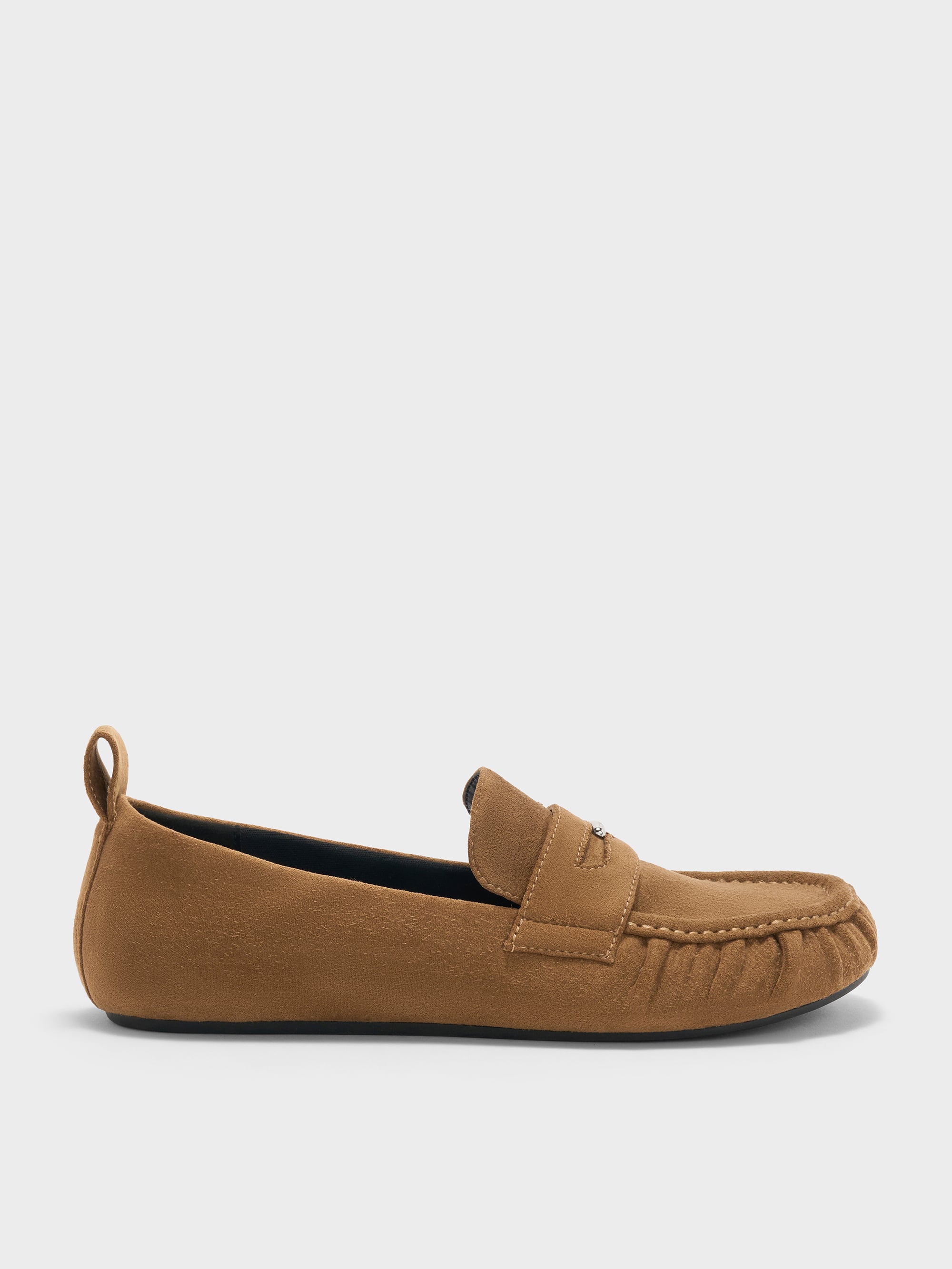 CHARLES & KEITH - Faux Suede Ruched Penny Loafers by Charles & Keith US