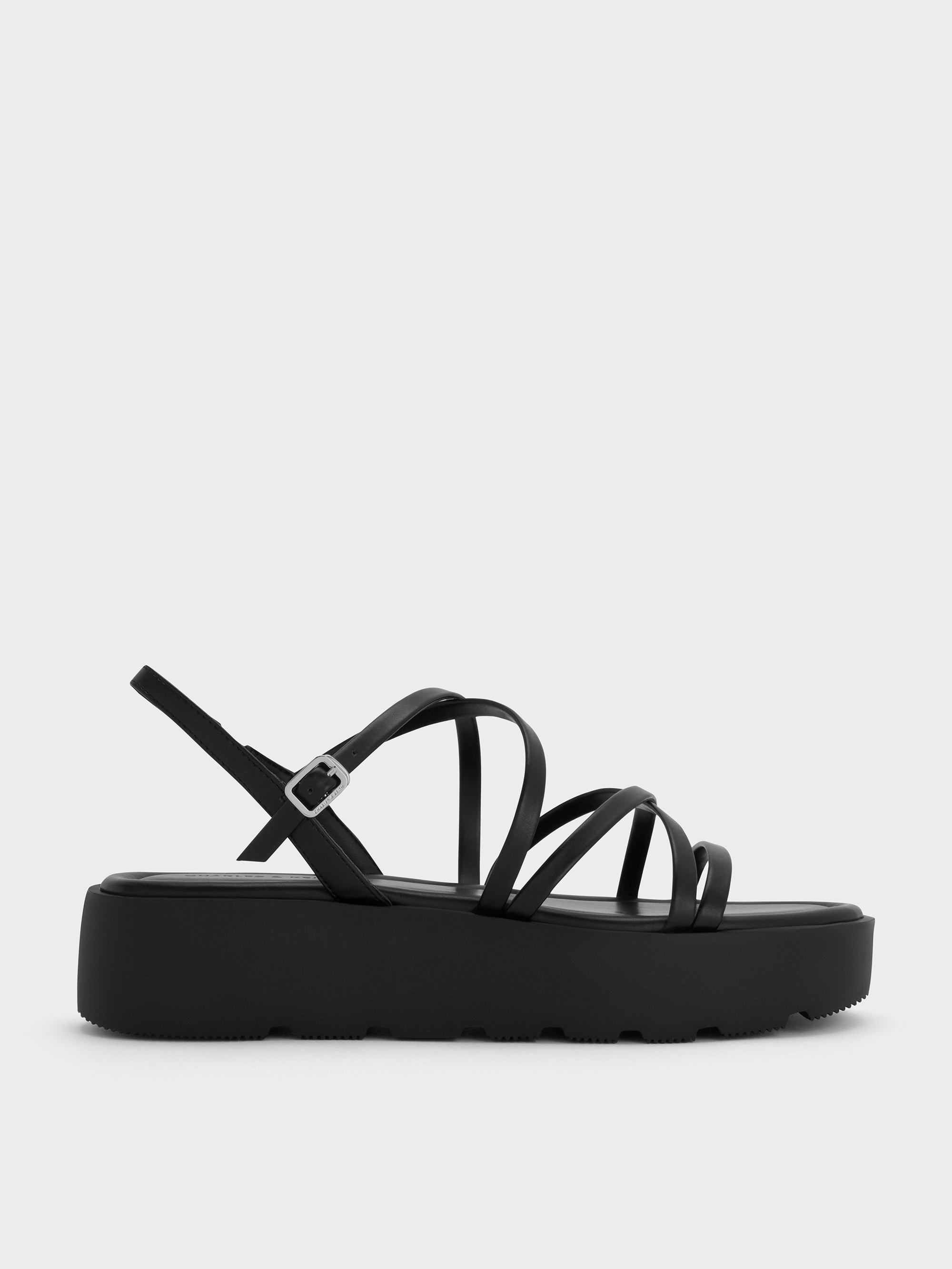 CHARLES & KEITH - Strappy Ridged-Sole Flatform Sandals by Charles & Keith US