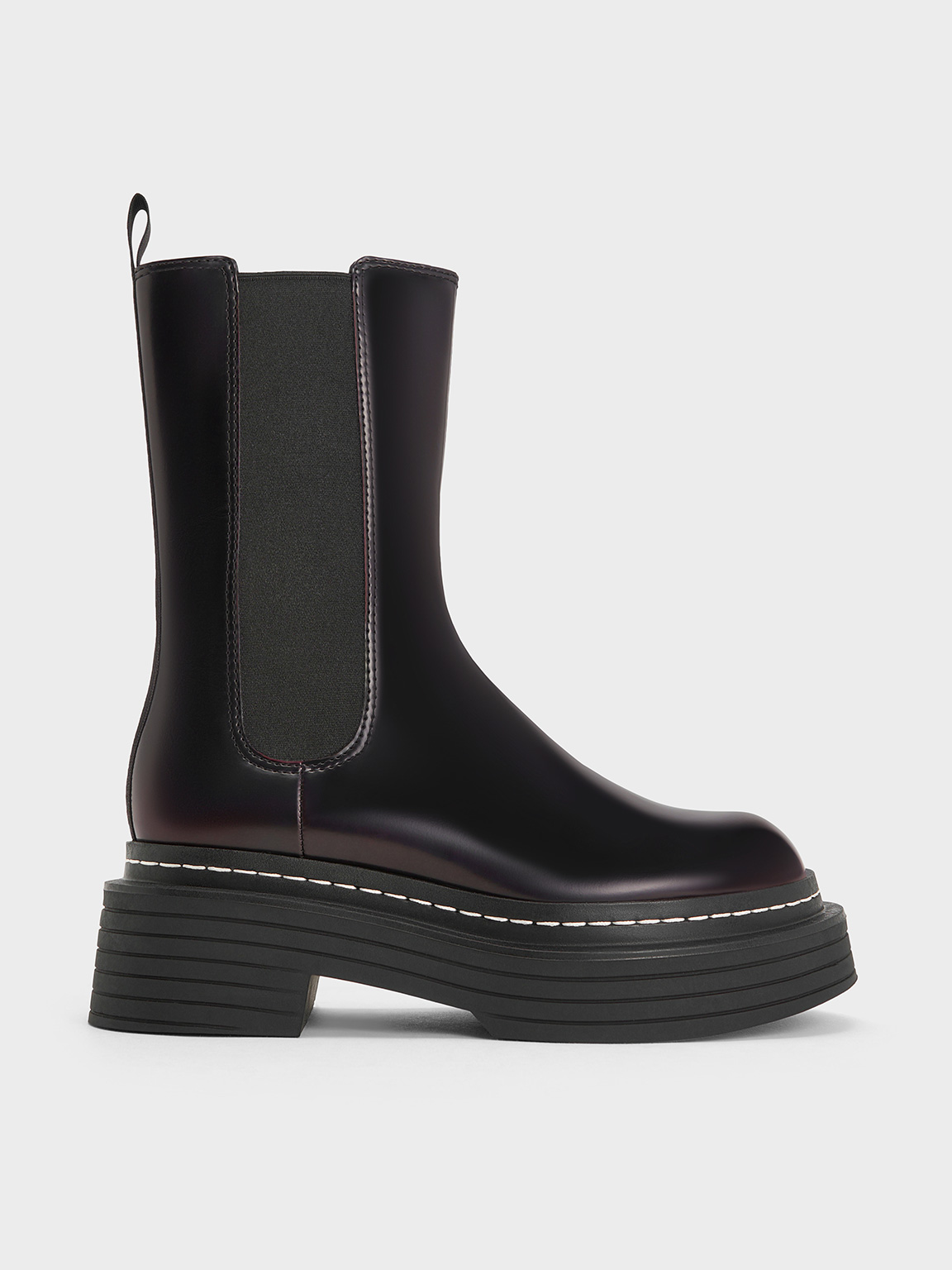 CHARLES & KEITH - Stitch-Trim Platform Chelsea Boots