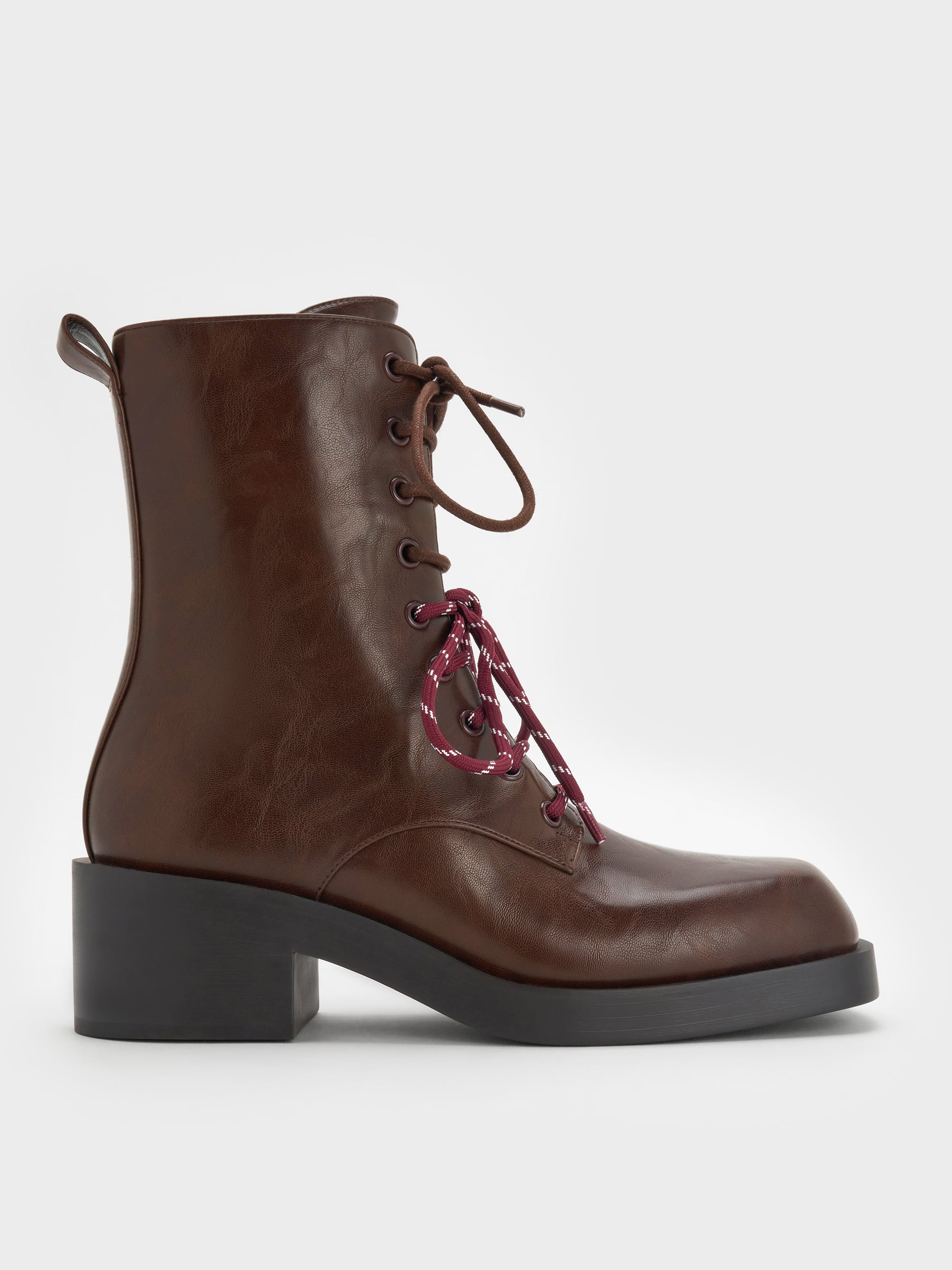 CHARLES & KEITH - Logan Double-Lace Calf Boots by Charles & Keith US
