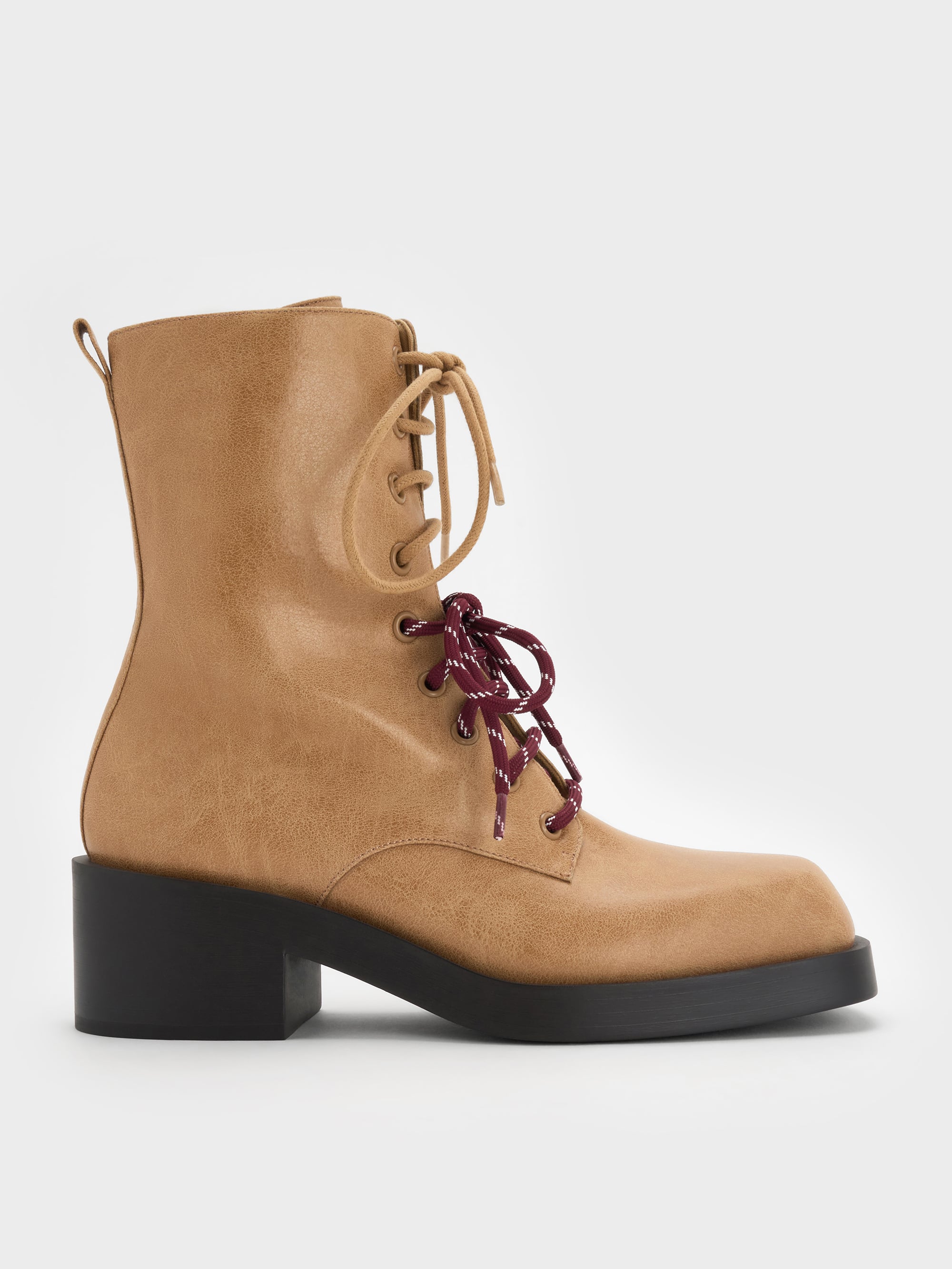 CHARLES & KEITH - Logan Double-Lace Calf Boots by Charles & Keith US