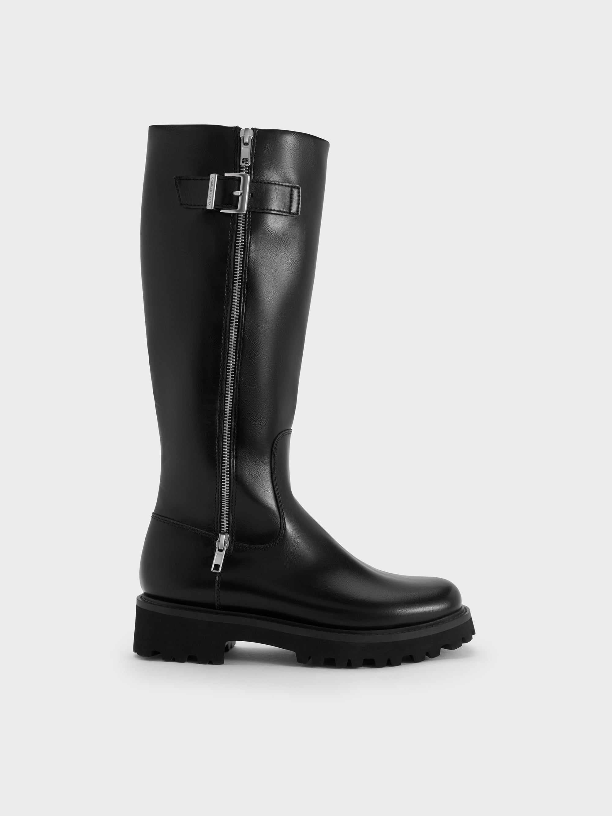 CHARLES & KEITH - Lyndon Buckled Knee-High Boots by Charles & Keith US
