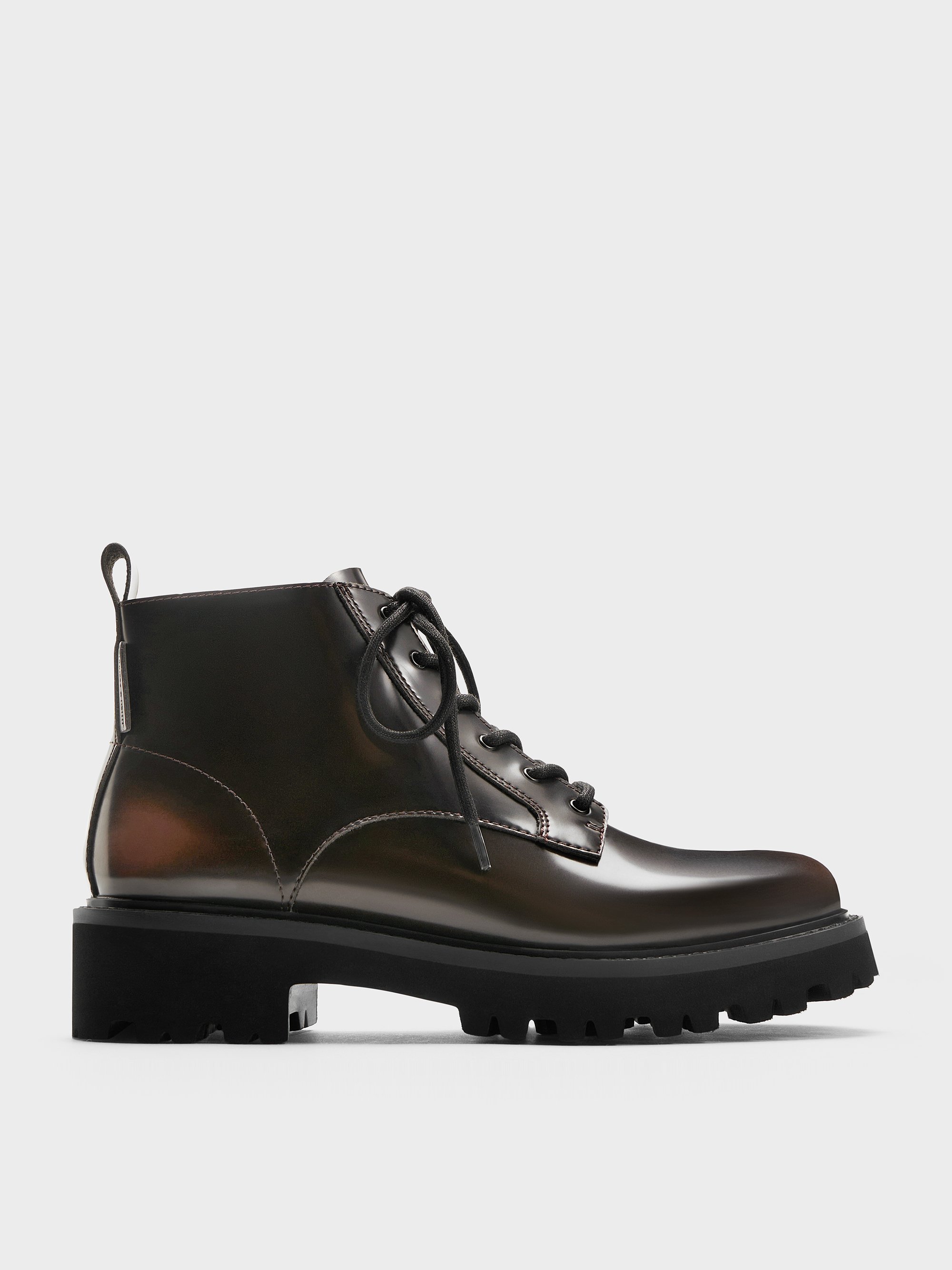 CHARLES & KEITH - Ridged-Sole Side-Zip Combat Boots by Charles & Keith US