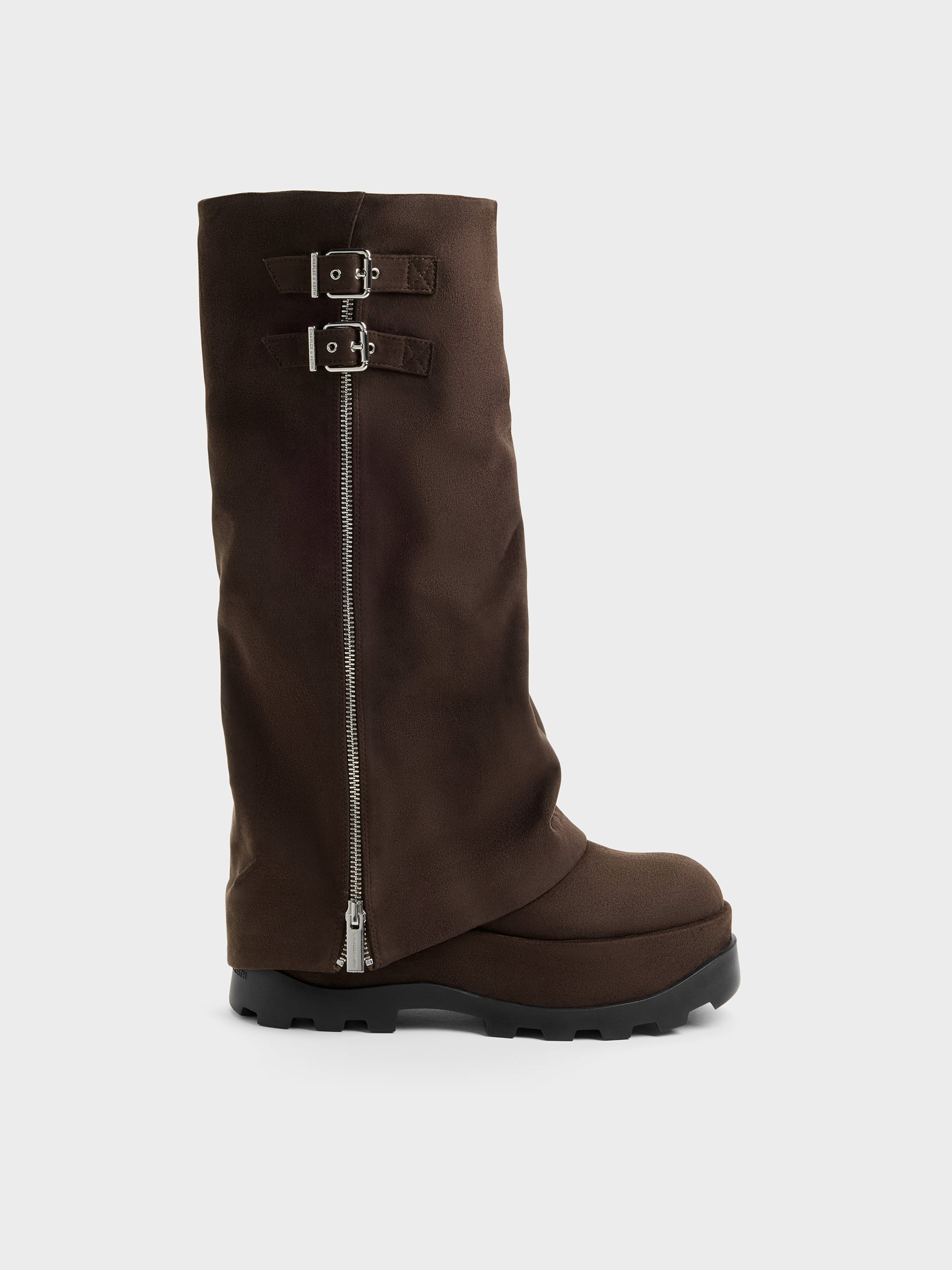 CHARLES & KEITH - Barron Faux Suede Platform Knee-High Boots by Charles & Keith US