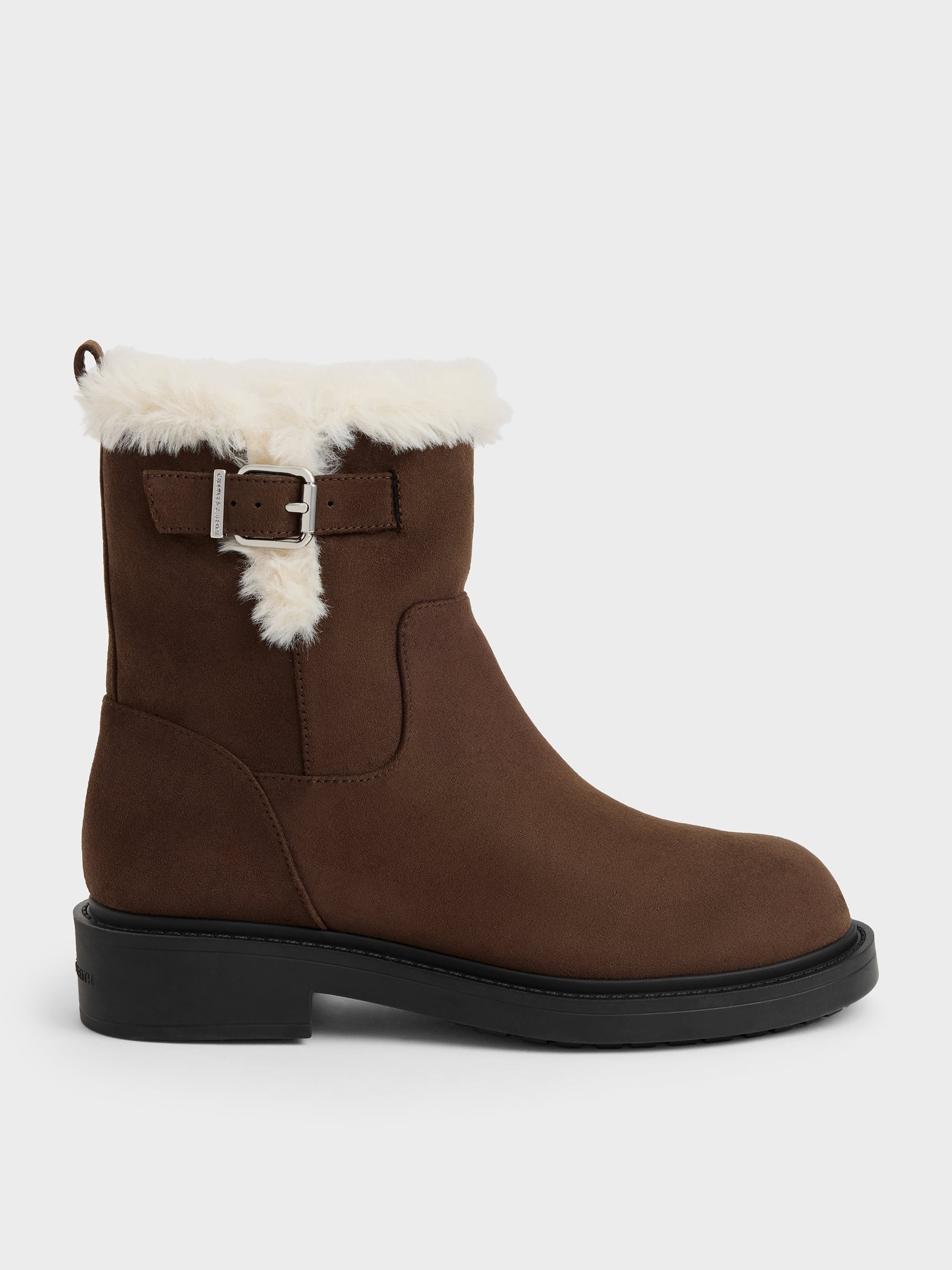 CHARLES & KEITH - Joni Faux Suede Fur-Trim Ankle Boots by Charles & Keith US