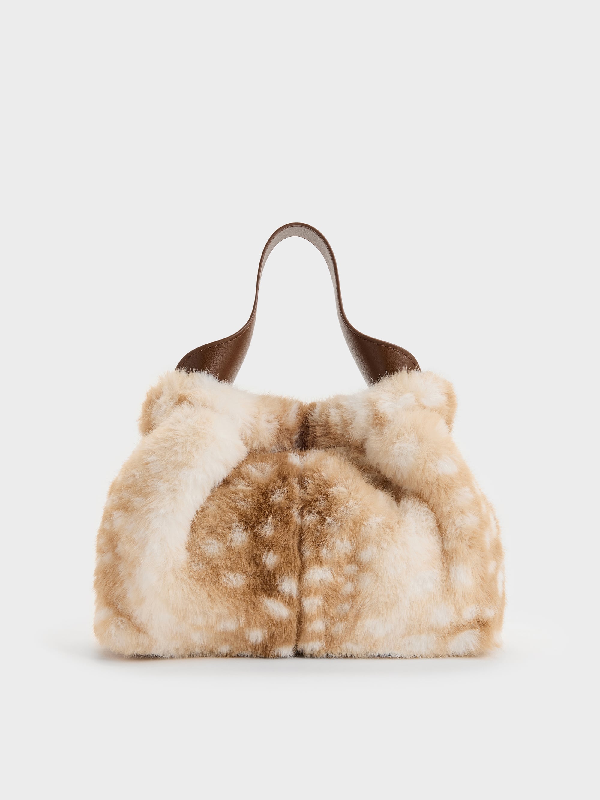 CHARLES & KEITH - Ally Furry Deer-Print Top-Handle Bag by Charles & Keith US
