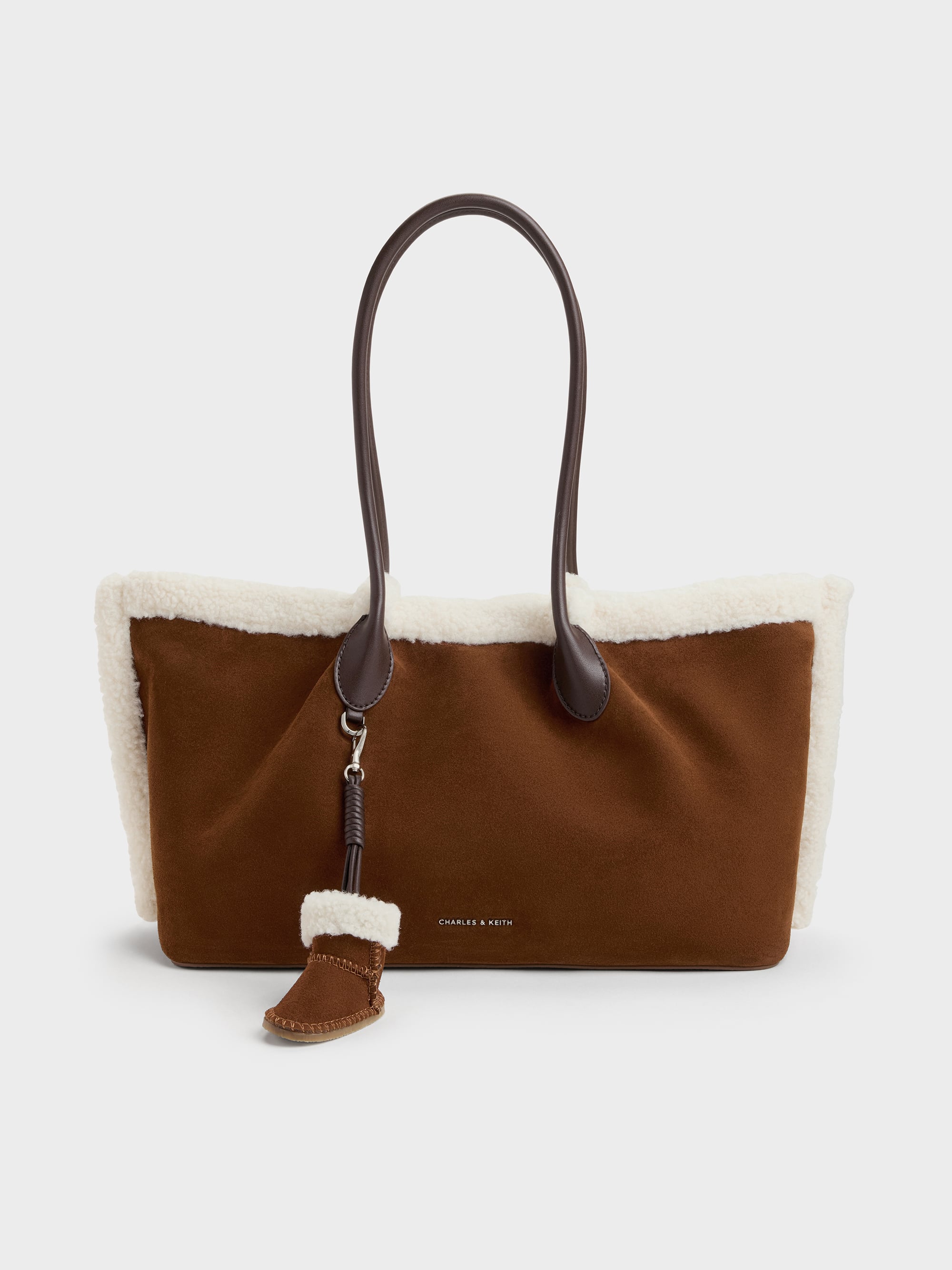CHARLES & KEITH - XL Cosima Fur-Trim Tote Bag by Charles & Keith US