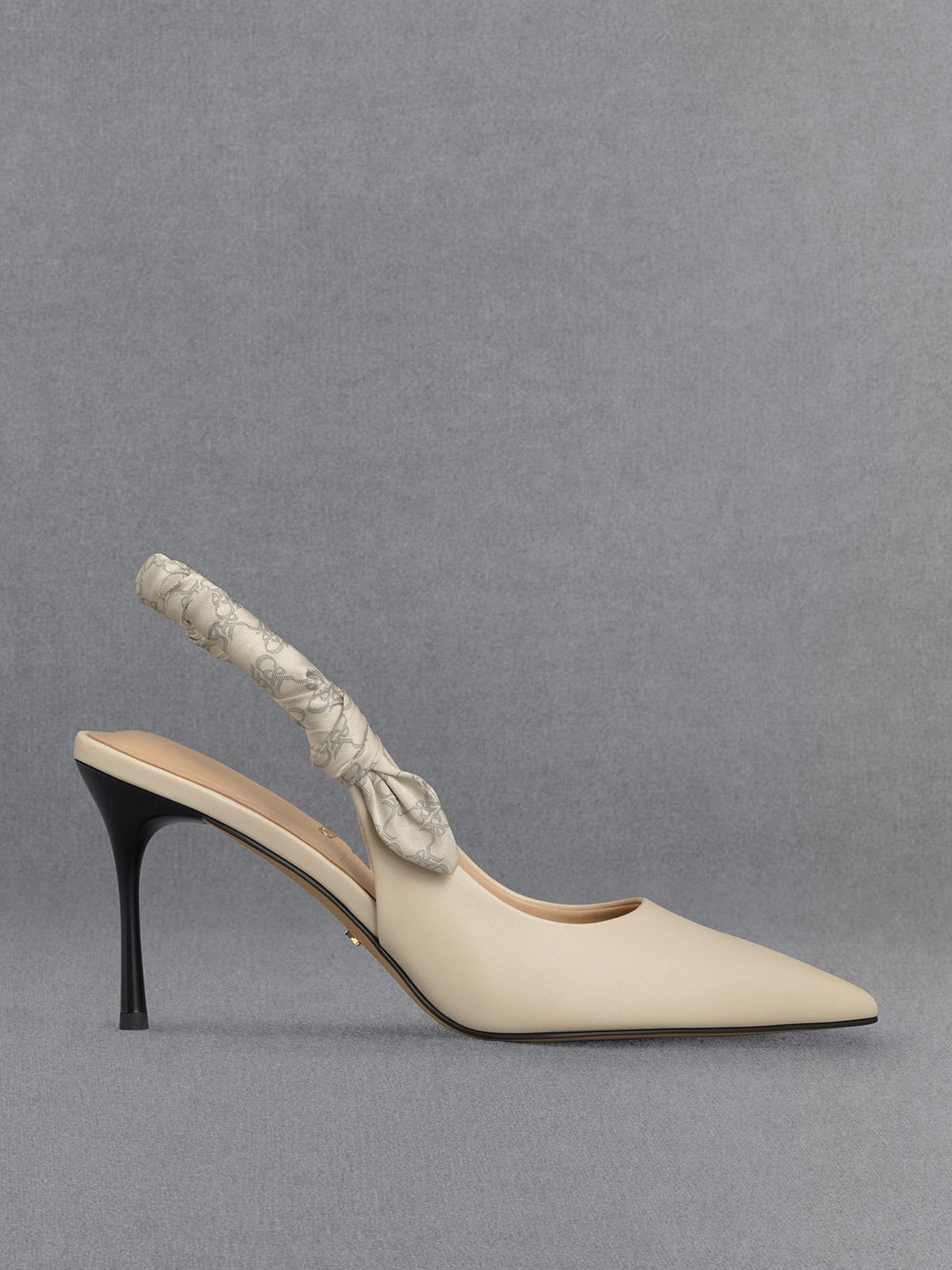 CHARLES & KEITH - Tully Leather Ruched Print Slingback Pumps by Charles & Keith US
