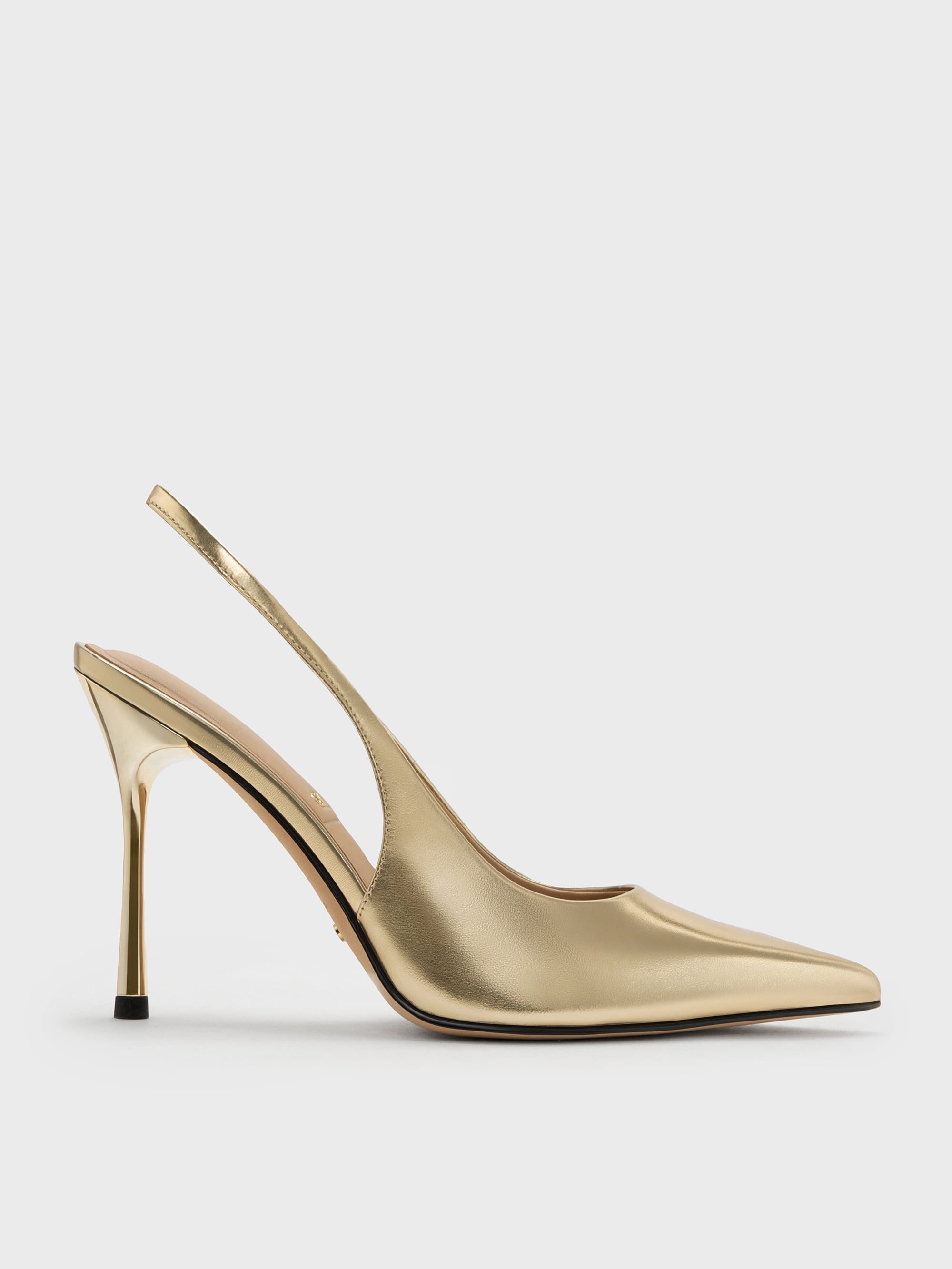 CHARLES & KEITH - Metallic Leather Slingback Stiletto Pumps by Charles & Keith US