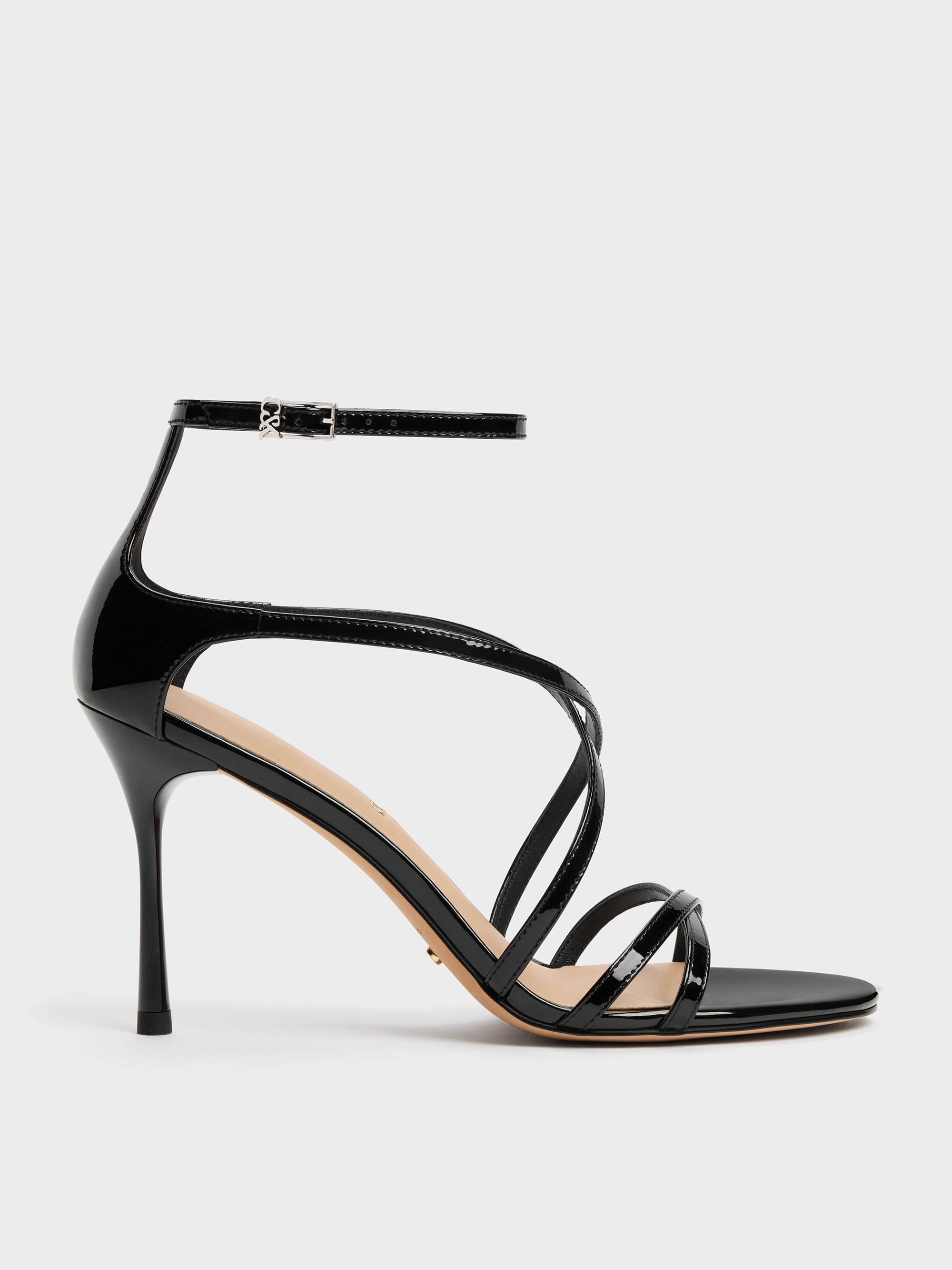 CHARLES & KEITH - Patent Leather Strappy Stiletto Sandals by Charles & Keith US