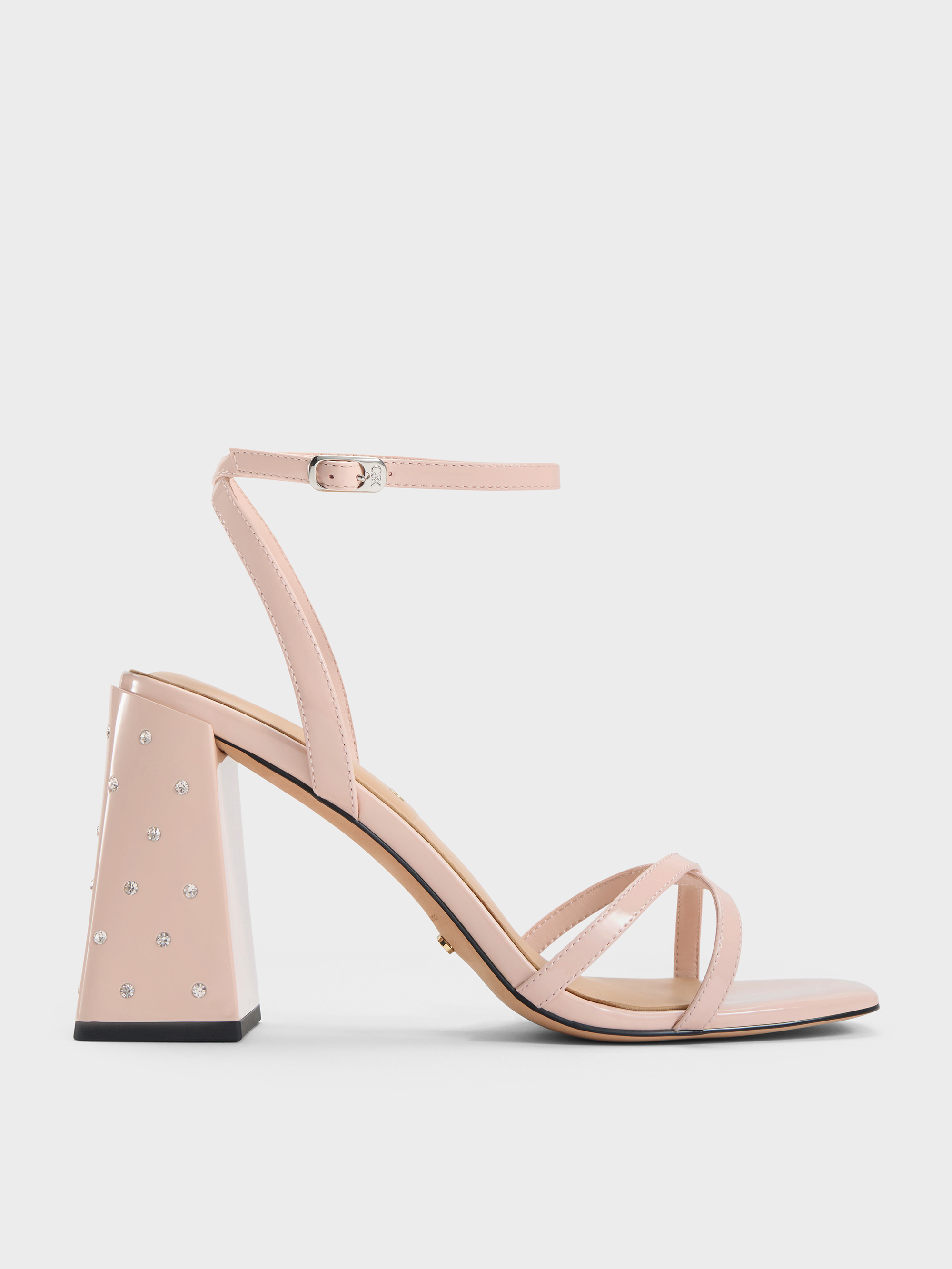 CHARLES & KEITH - Emmaline Patent Leather Crystal-Heel Sandals by Charles & Keith US