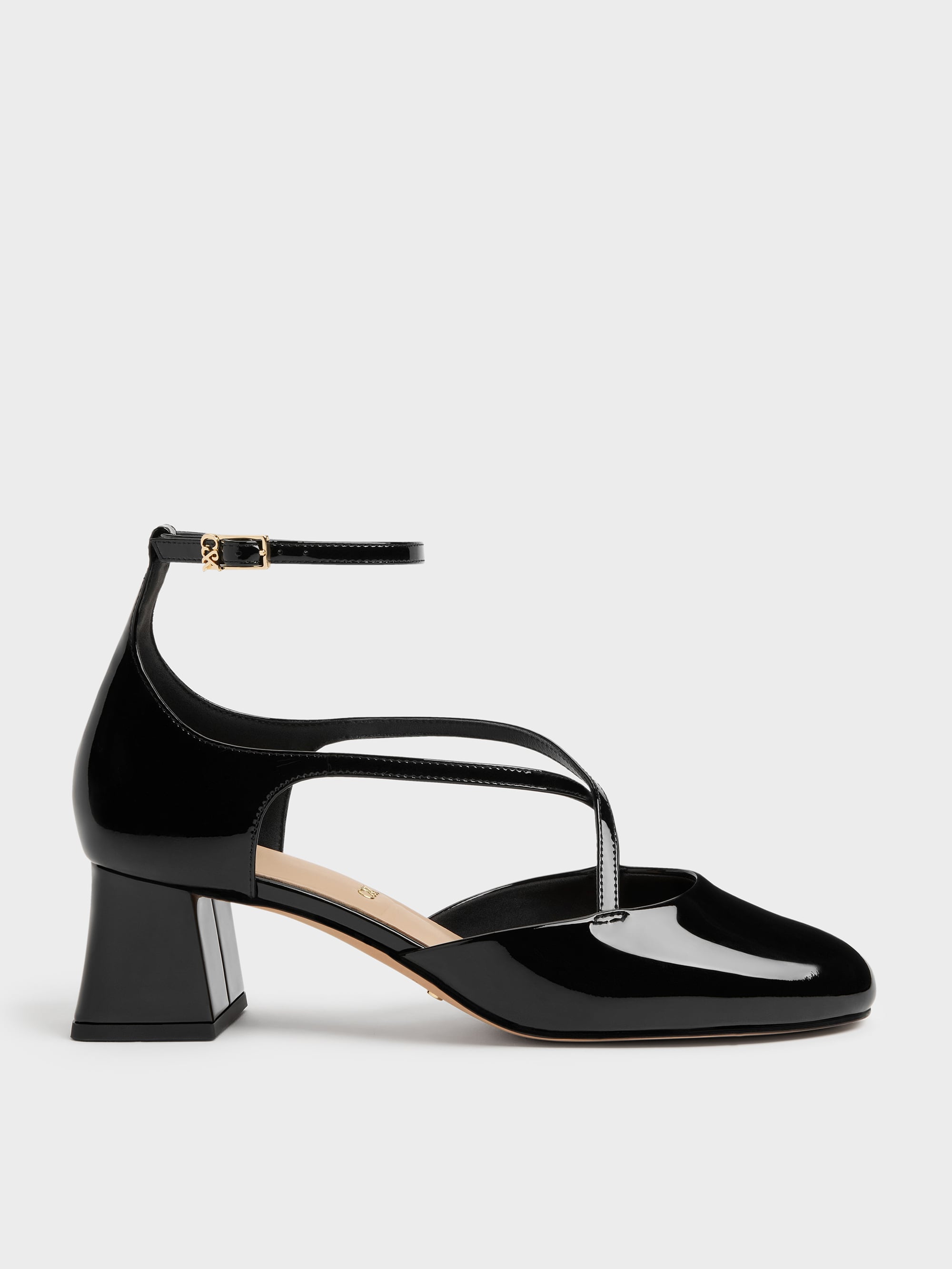 CHARLES & KEITH - Patent Leather Crossover Pumps by Charles & Keith US