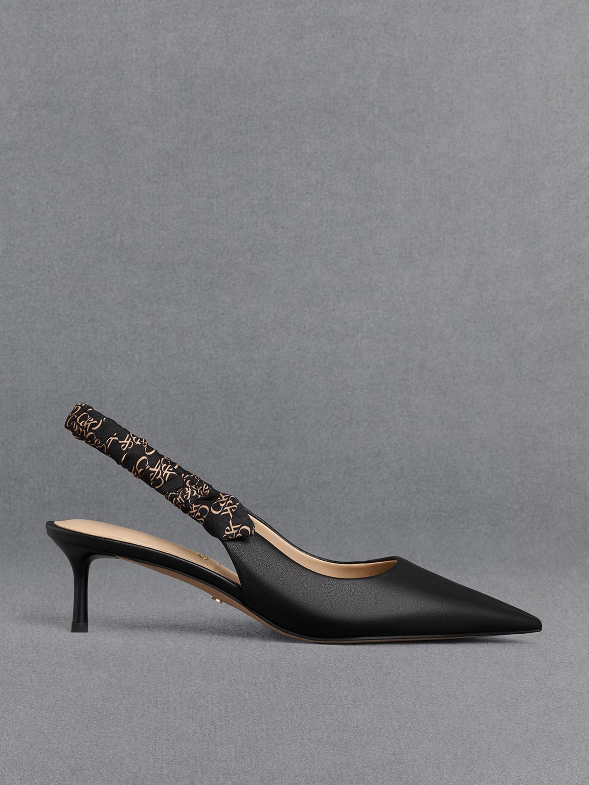 CHARLES & KEITH - Tully Leather Ruched-Strap Slingback Pumps by Charles & Keith US