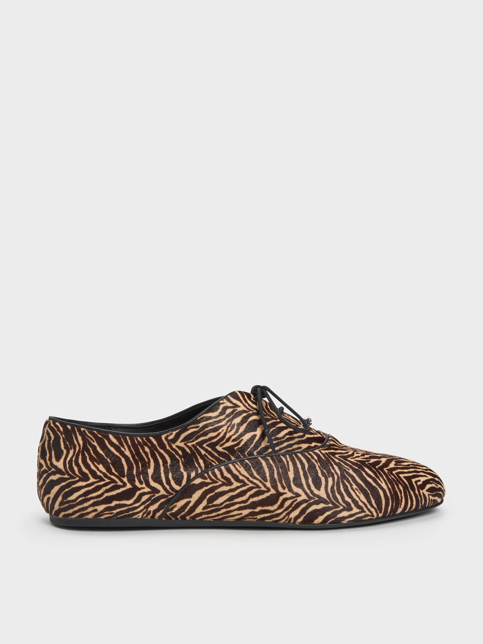 CHARLES & KEITH - Pippa Zebra-Print Calf Hair Derby Flats by Charles & Keith US