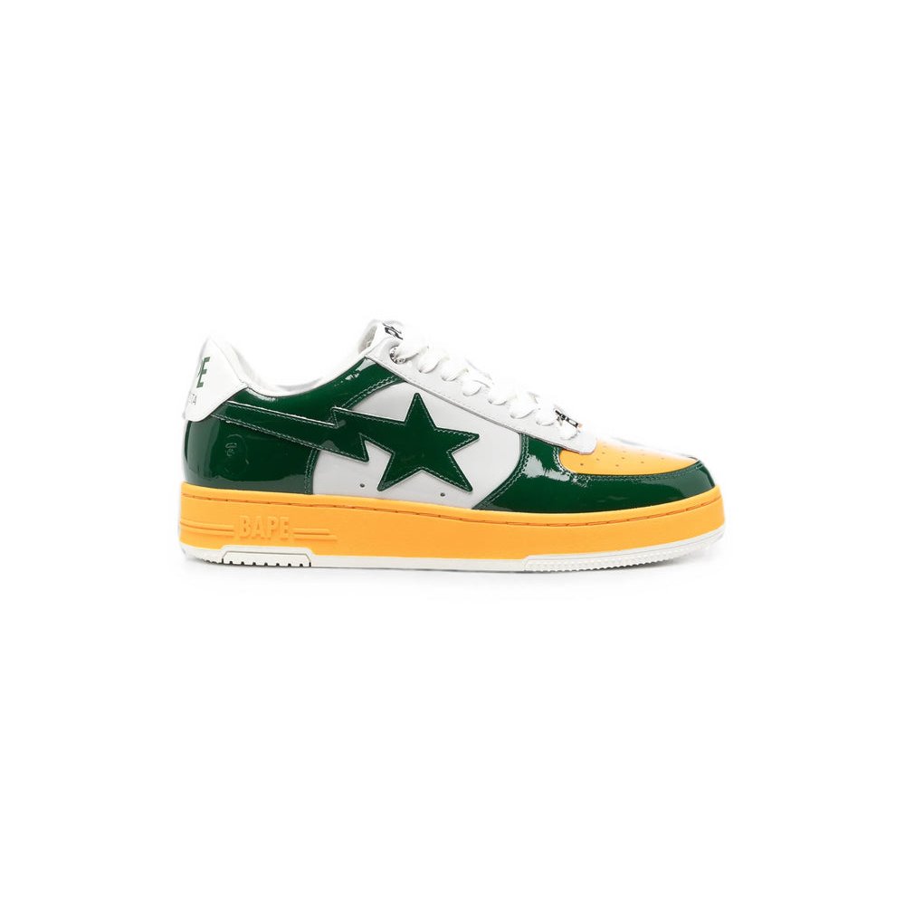 A Bathing Ape® Color-Block Leather Sneaker — Green by A Bathing Ape®