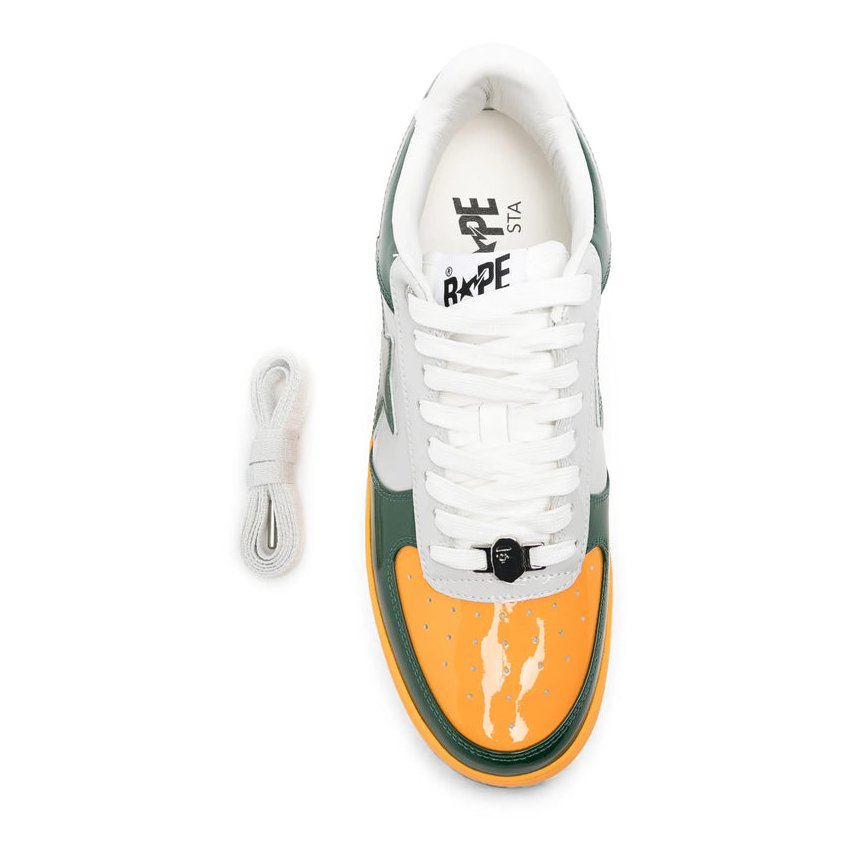 A Bathing Ape® Color-Block Leather Sneaker — Green, view 2
