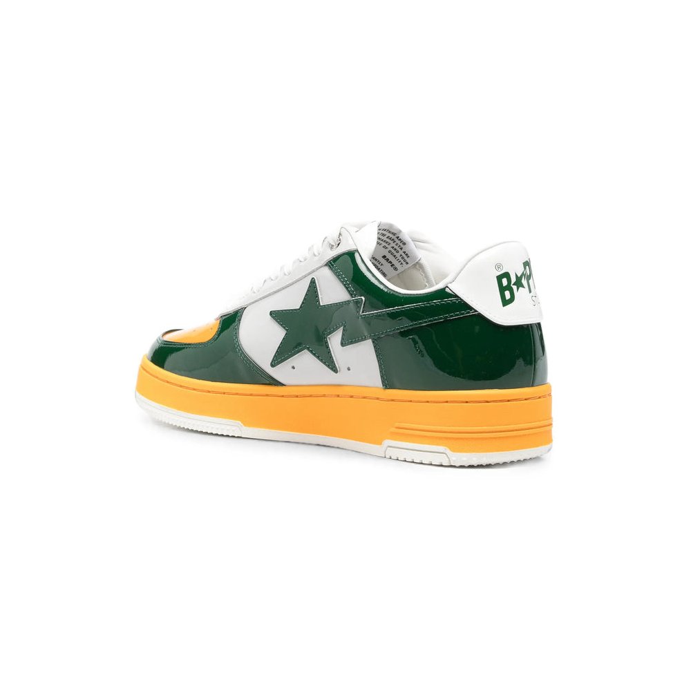 A Bathing Ape® Color-Block Leather Sneaker — Green, view 3