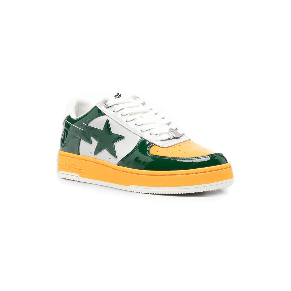 A Bathing Ape® Color-Block Leather Sneaker — Green, view 4