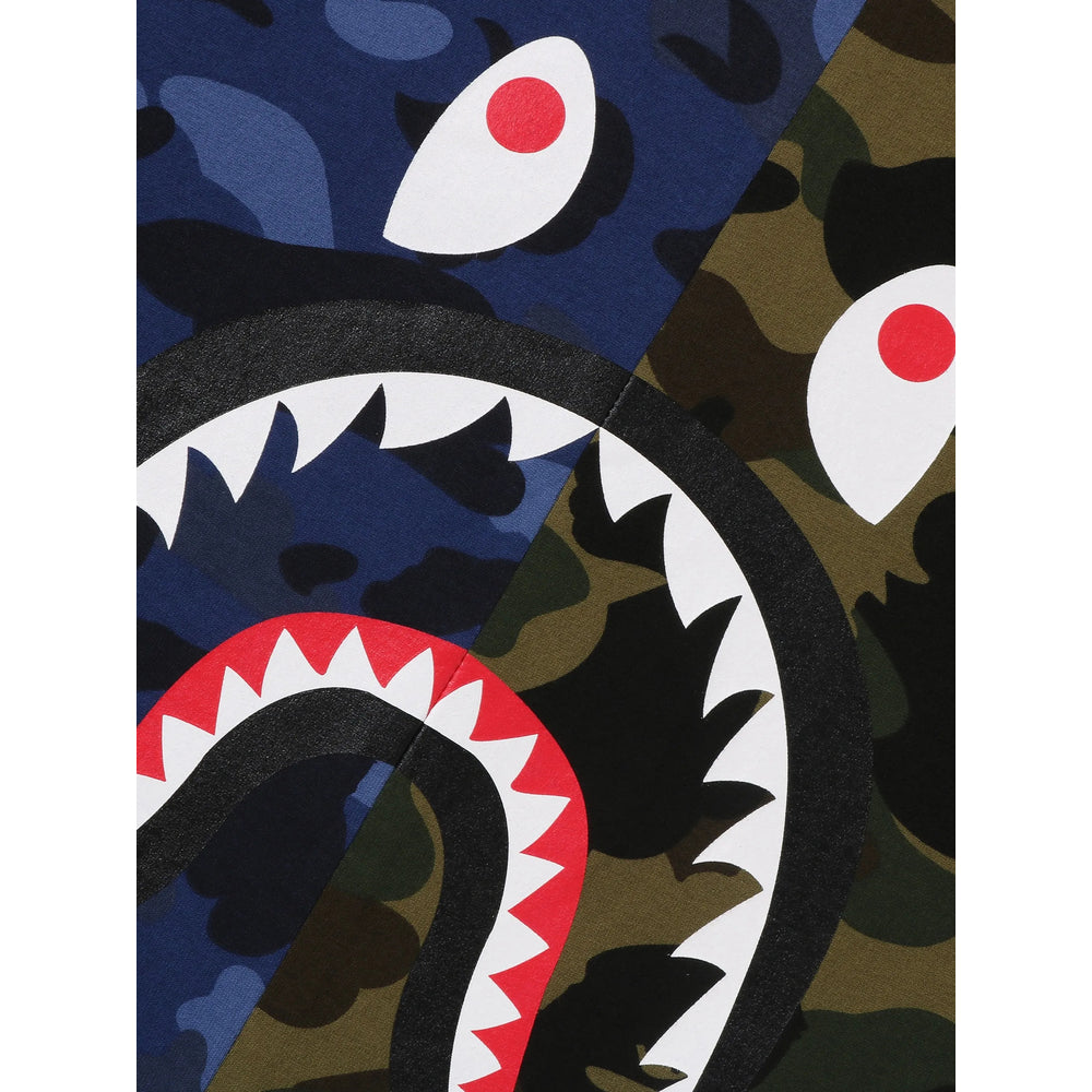 A Bathing Ape® Shark Motif Split Camouflage T-Shirt — Navy, view 2