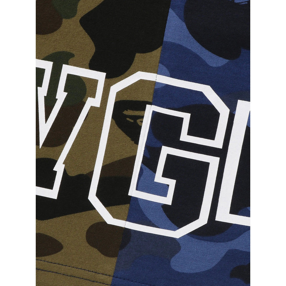 A Bathing Ape® Shark Motif Split Camouflage T-Shirt — Navy, view 4