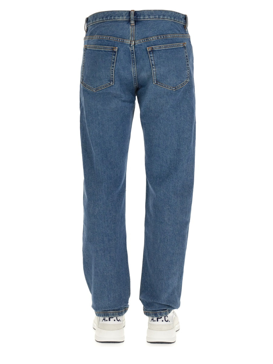 A.P.C. Cotton Straight Leg Jeans — Blue, view 3