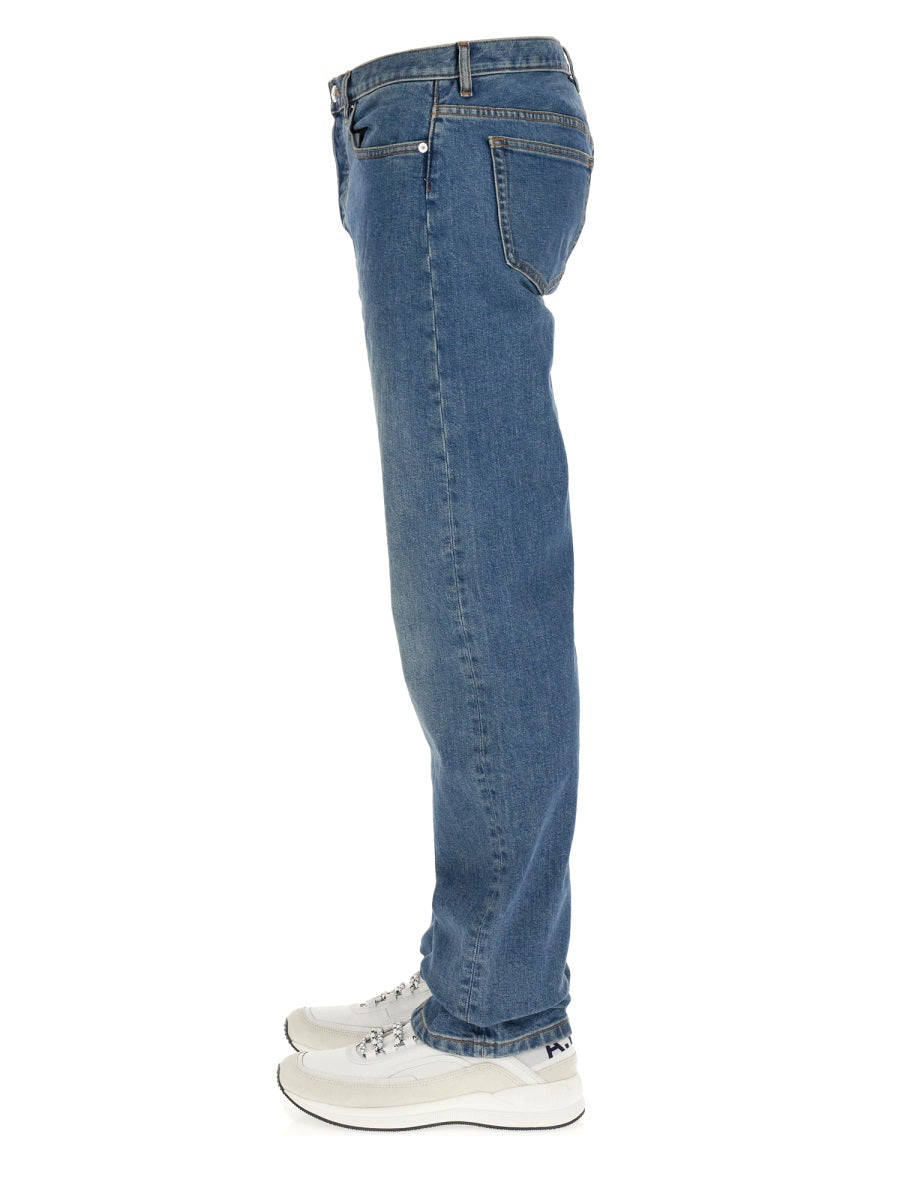 A.P.C. Cotton Straight Leg Jeans — Blue, view 4