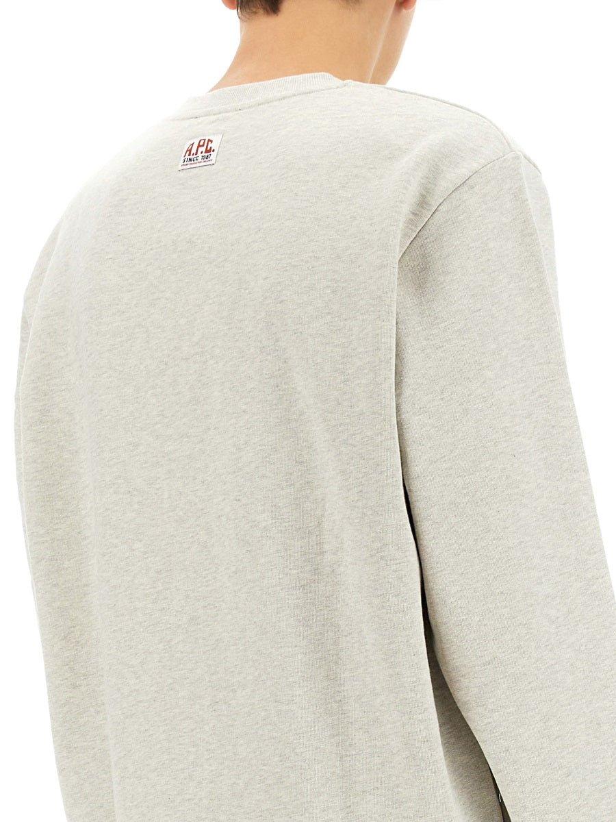A.P.C. Logo Cotton Sweatshirt — Gray, view 2