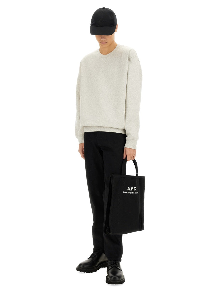 A.P.C. Logo Cotton Sweatshirt — Gray, view 4
