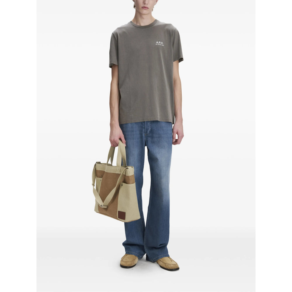 A.P.C. Logo-Embroidered T-Shirt — Gray, view 2