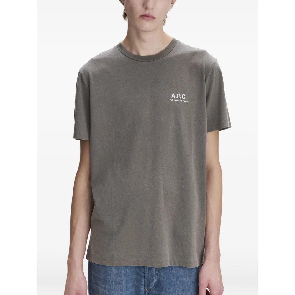 A.P.C. Logo-Embroidered T-Shirt — Gray, view 3