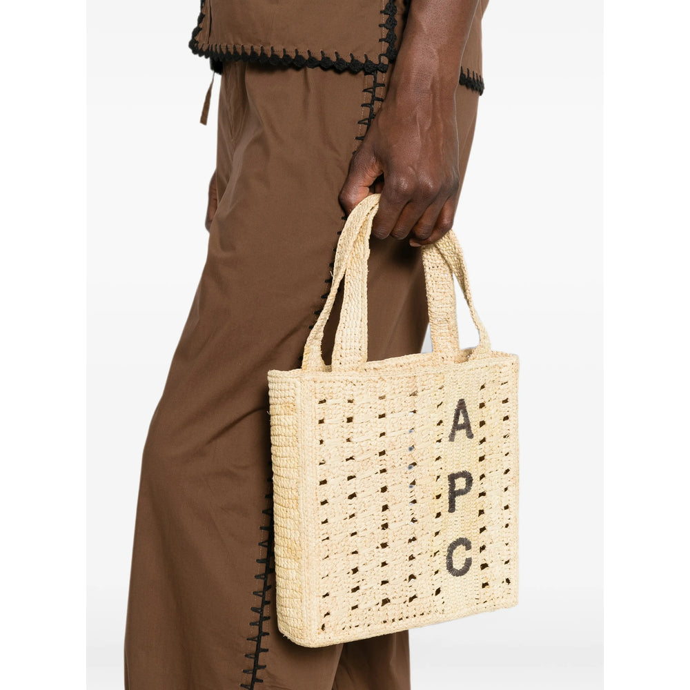 A.P.C. Woven Raffia Tote Bag — Beige, view 2