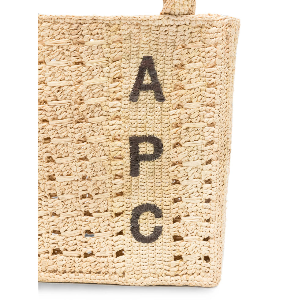 A.P.C. Woven Raffia Tote Bag — Beige, view 3