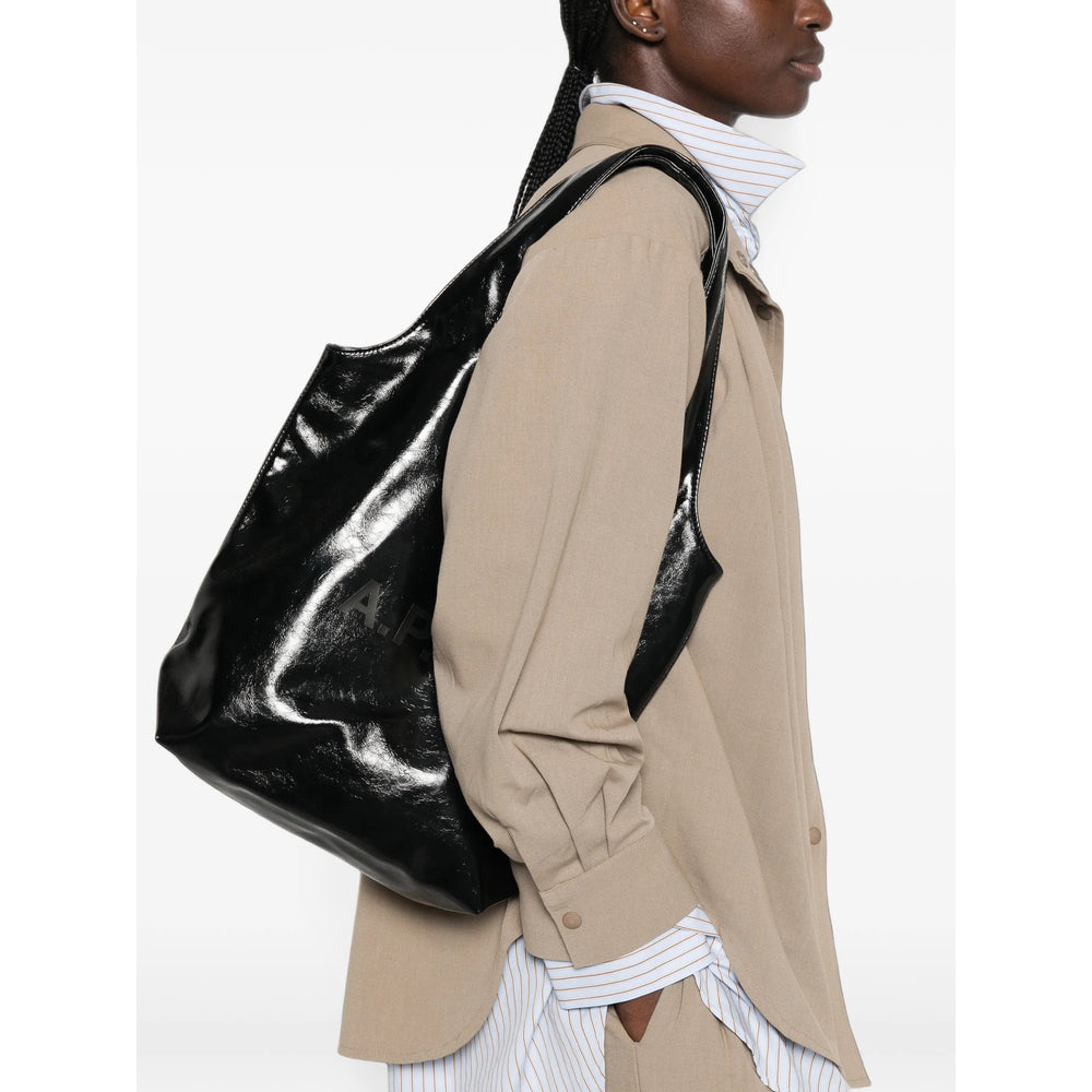 A.P.C. Patent Leather Tote Bag — Black, view 3