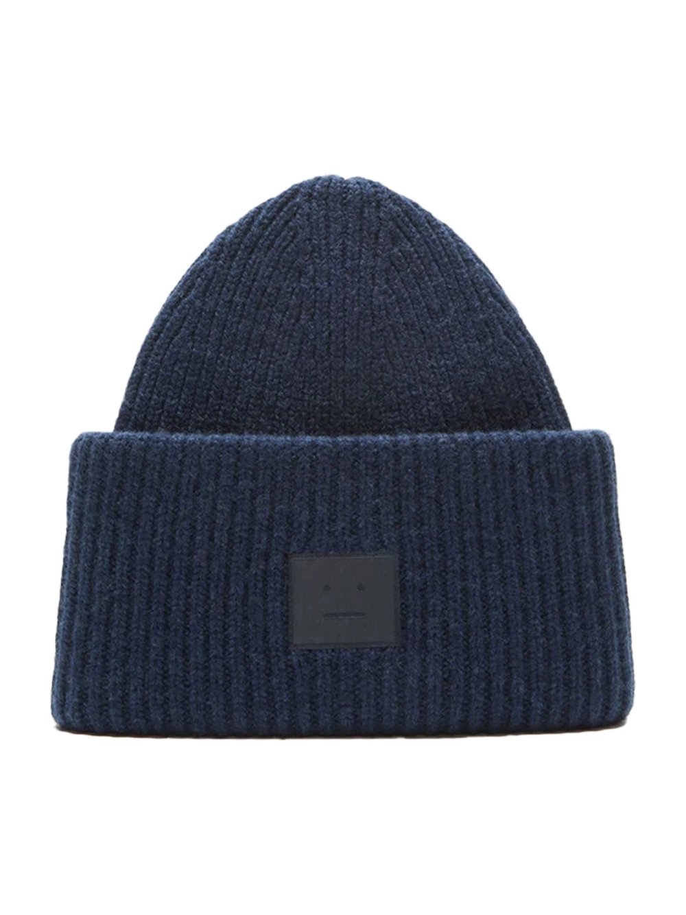 Acne Studios Face Logo Ribbed Wool Beanie — Navy by Acne Studios