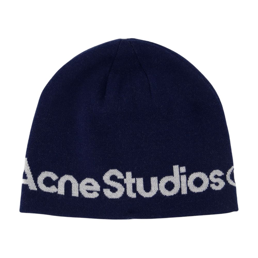 Acne Studios C40470-AH4 Logo-Embroidered Wool Beanie — Navy by Acne Studios