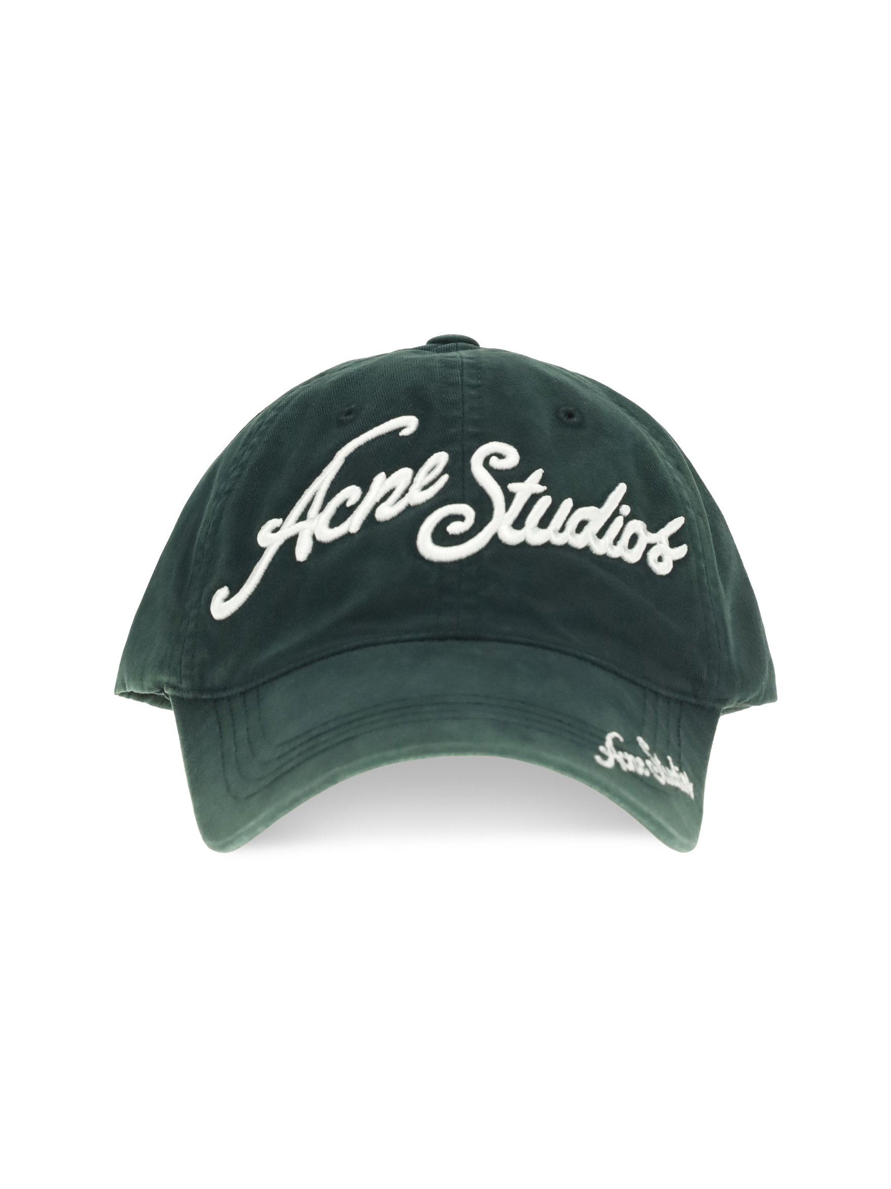 Acne Studios C40475 Washed Cotton Twill Baseball Cap — Green, view 2