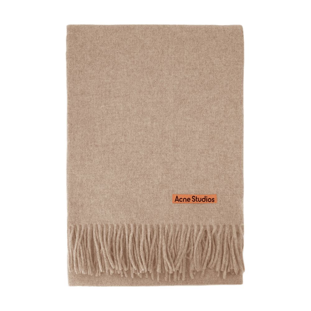 Acne Studios Oversize Fringed Wool Scarf — Beige, view 2
