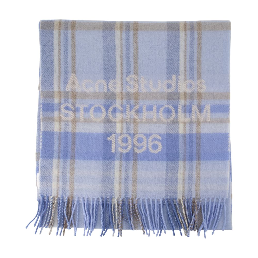 Acne Studios Checked Wool Scarf — Blue by Acne Studios