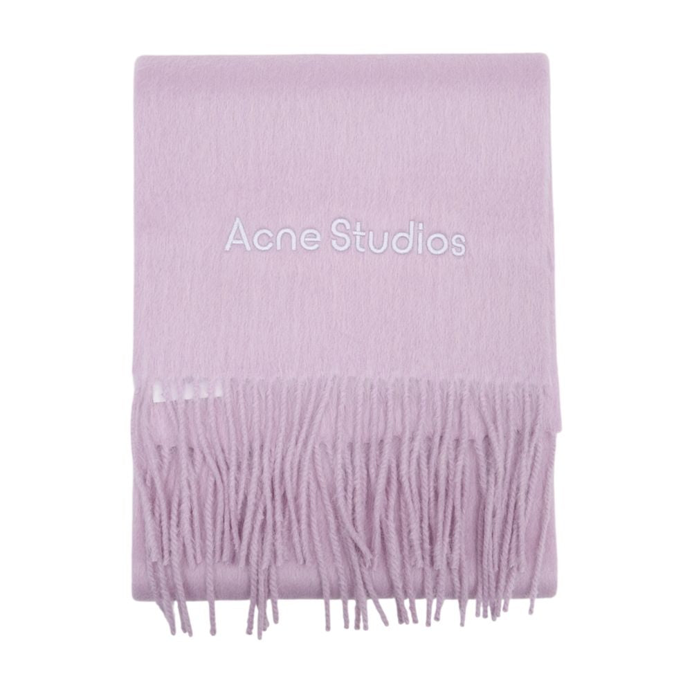 Acne Studios Logo-Embroidered Wool Scarf — Pink, view 2